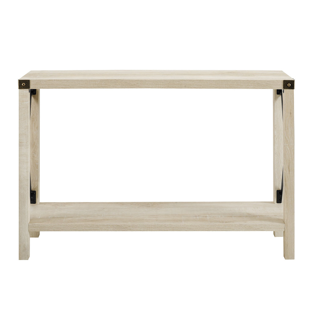 Modern Farmhouse Metal-X Entry Table with Lower Shelf