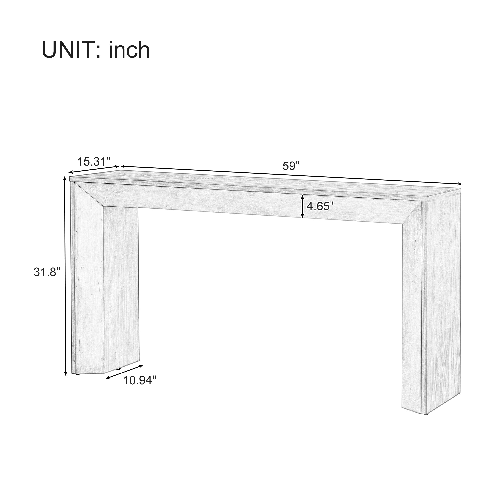 Minimalist Rustic Rectangular Waterfall Console Table