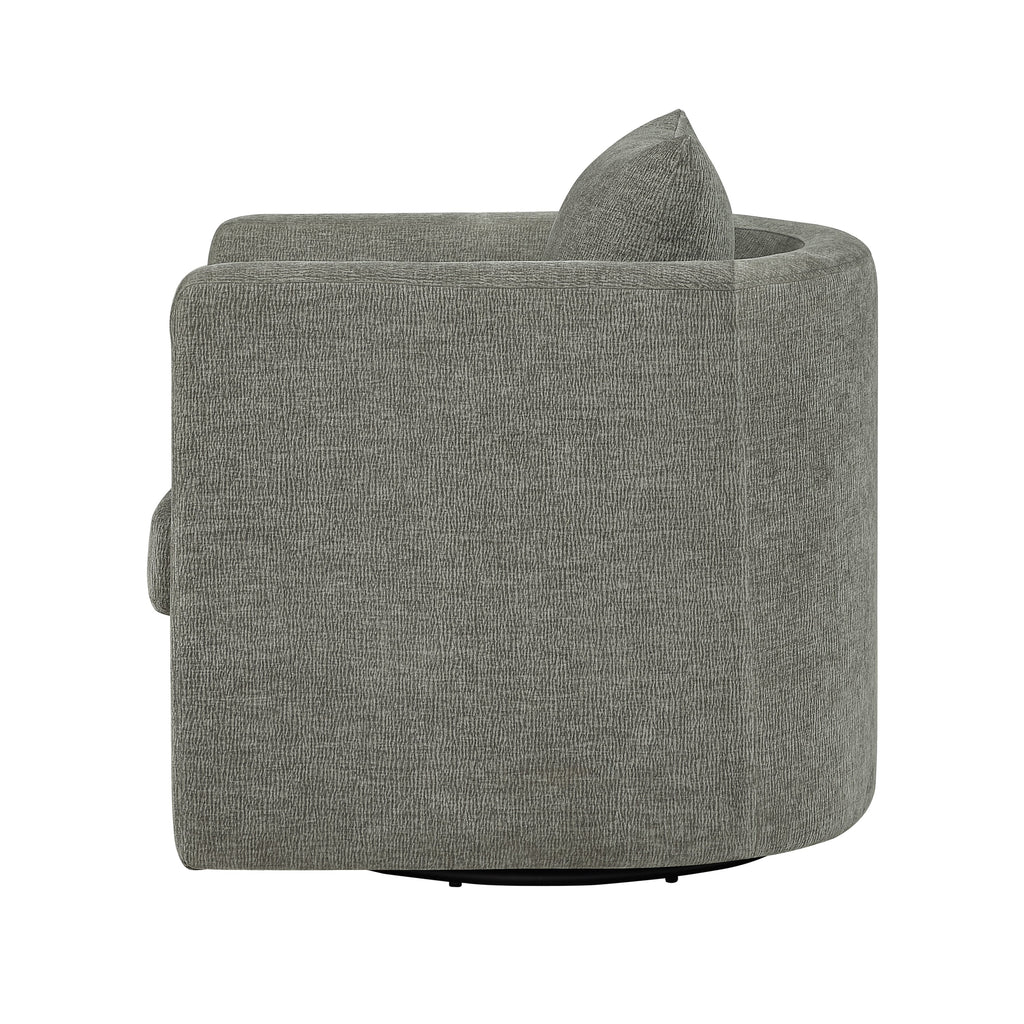 Sutton Light Grey Performance Fabric Swivel Barrel Chair