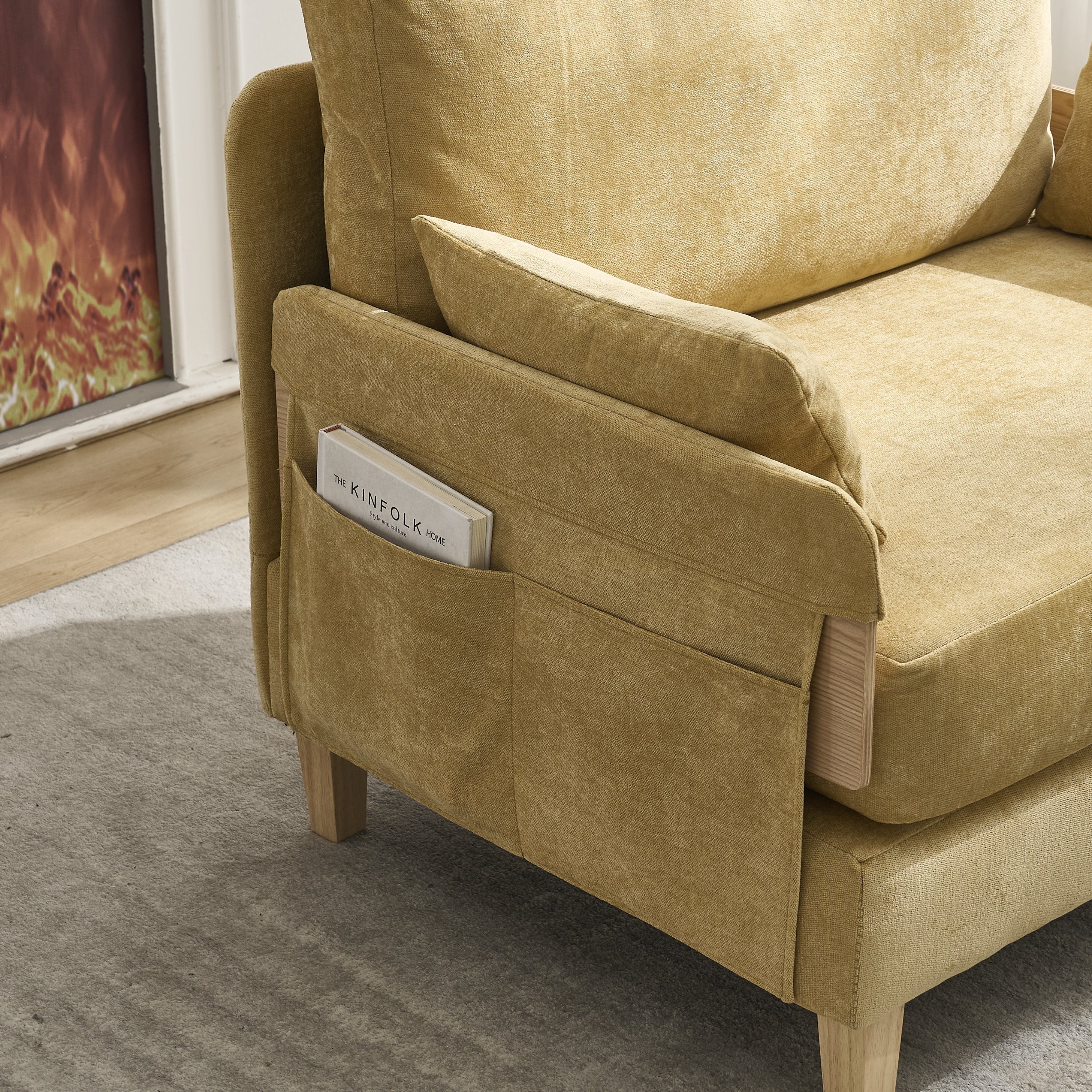 Mid-Century Modern Chenille Foldable Sofa Bed Recliner