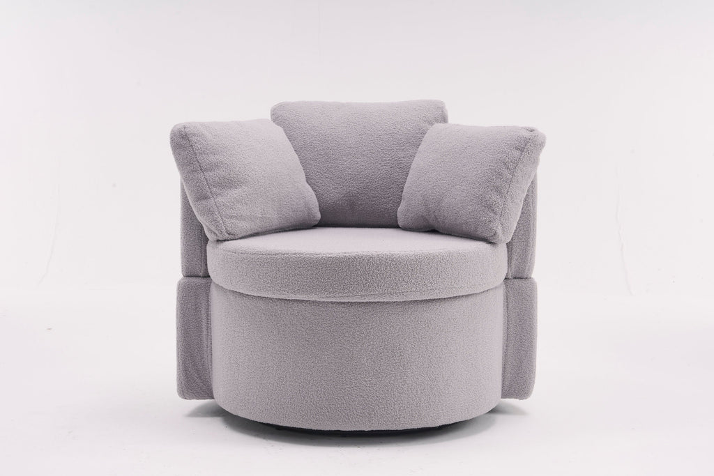 Teddy Fabric Swivel And Storage Chair With Back Cushion