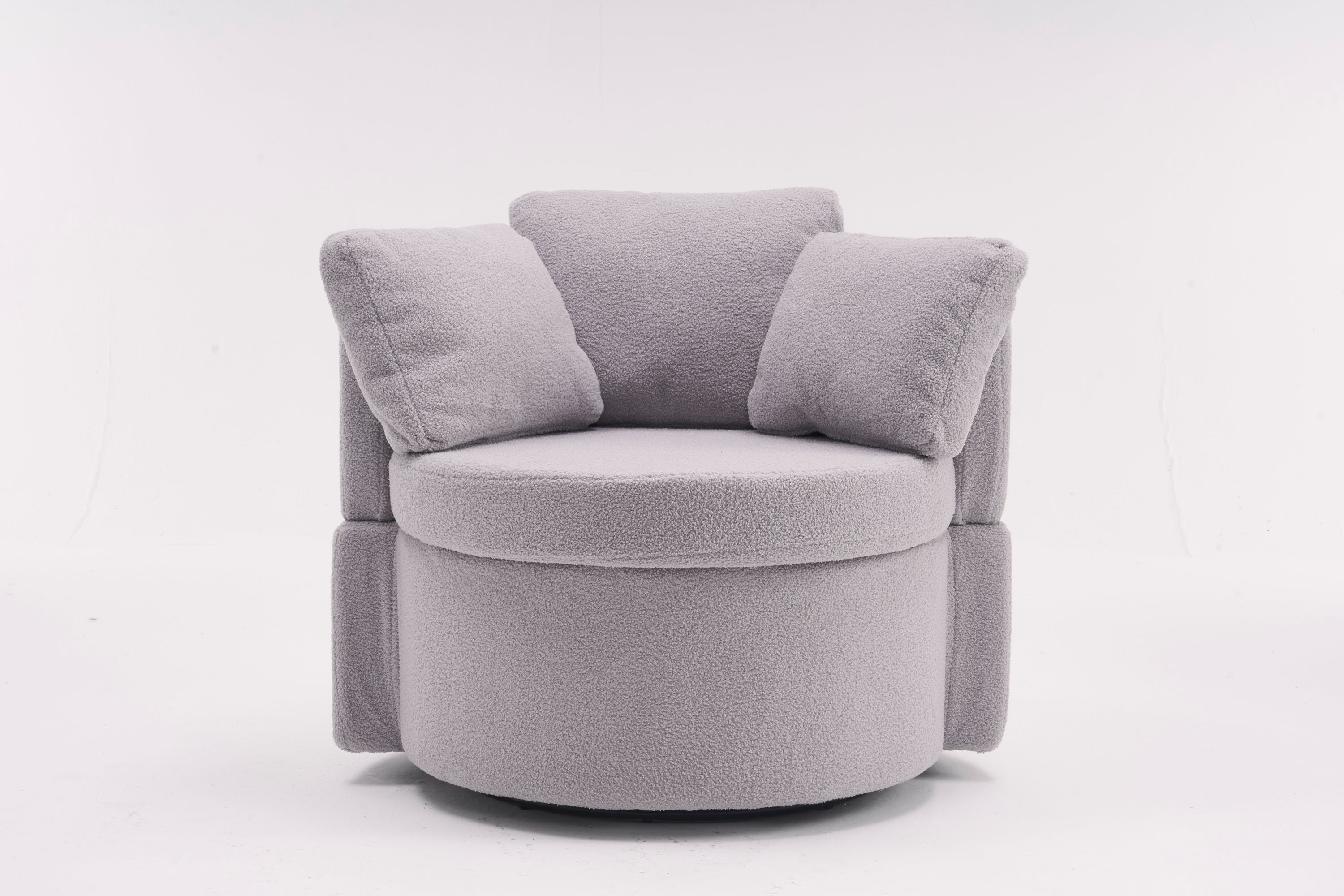 Teddy Fabric Swivel And Storage Chair With Back Cushion