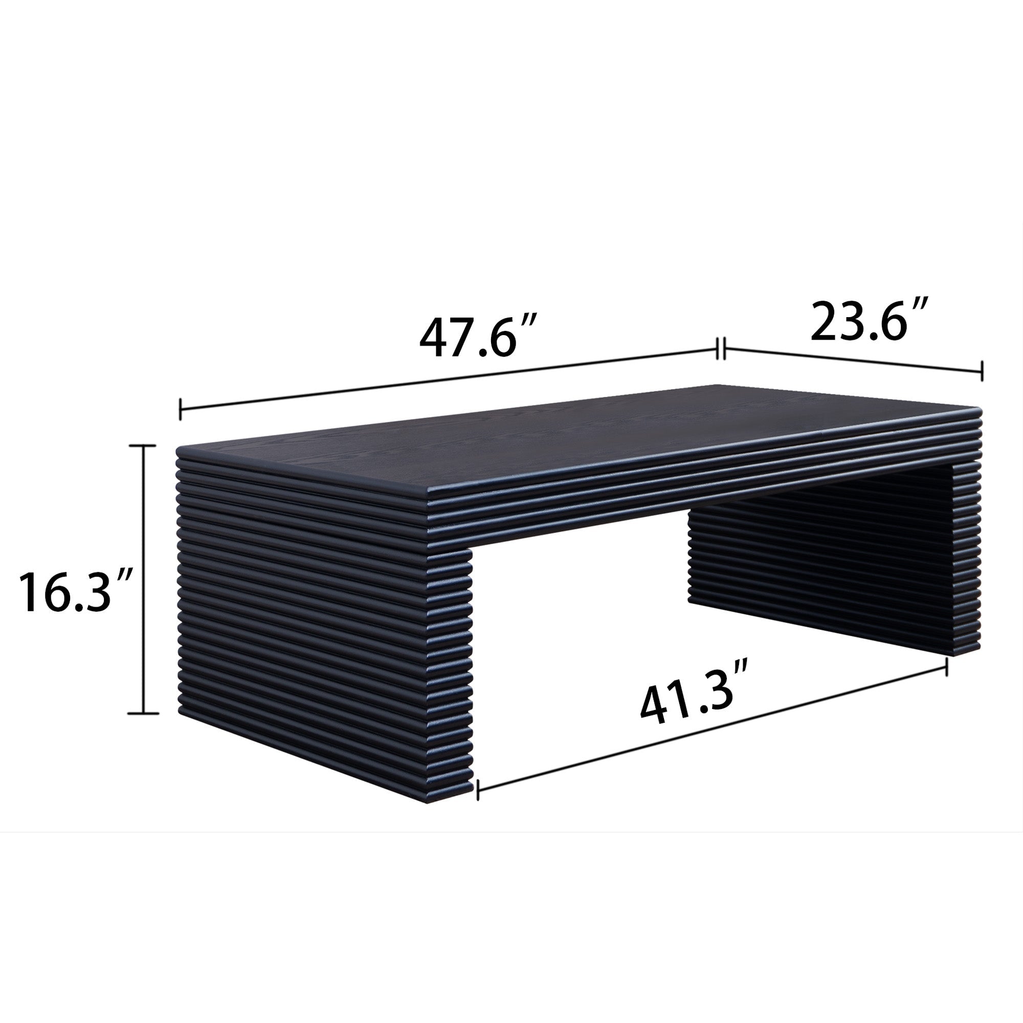 Modern Black Ribbed Coffee Table