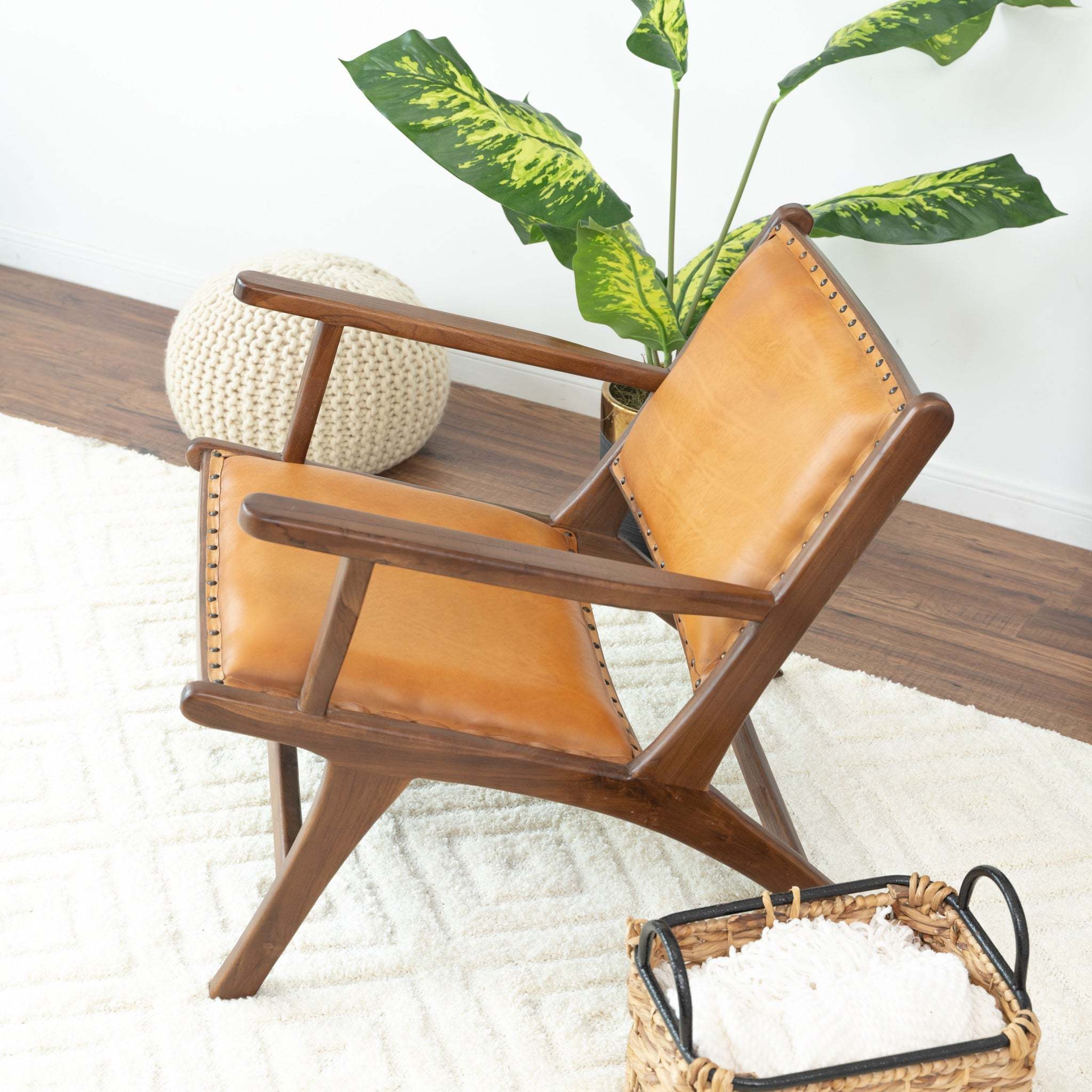 Daniel Mid-Century Modern Leather Arm Chair