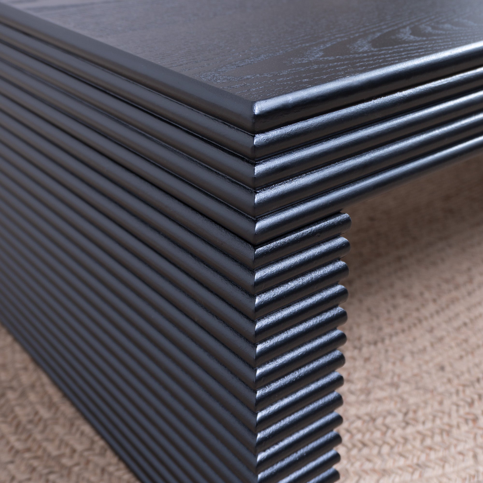 Modern Black Ribbed Coffee Table