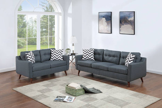 F8444 2pc Sofa and Loveseat Set- Blue Gray