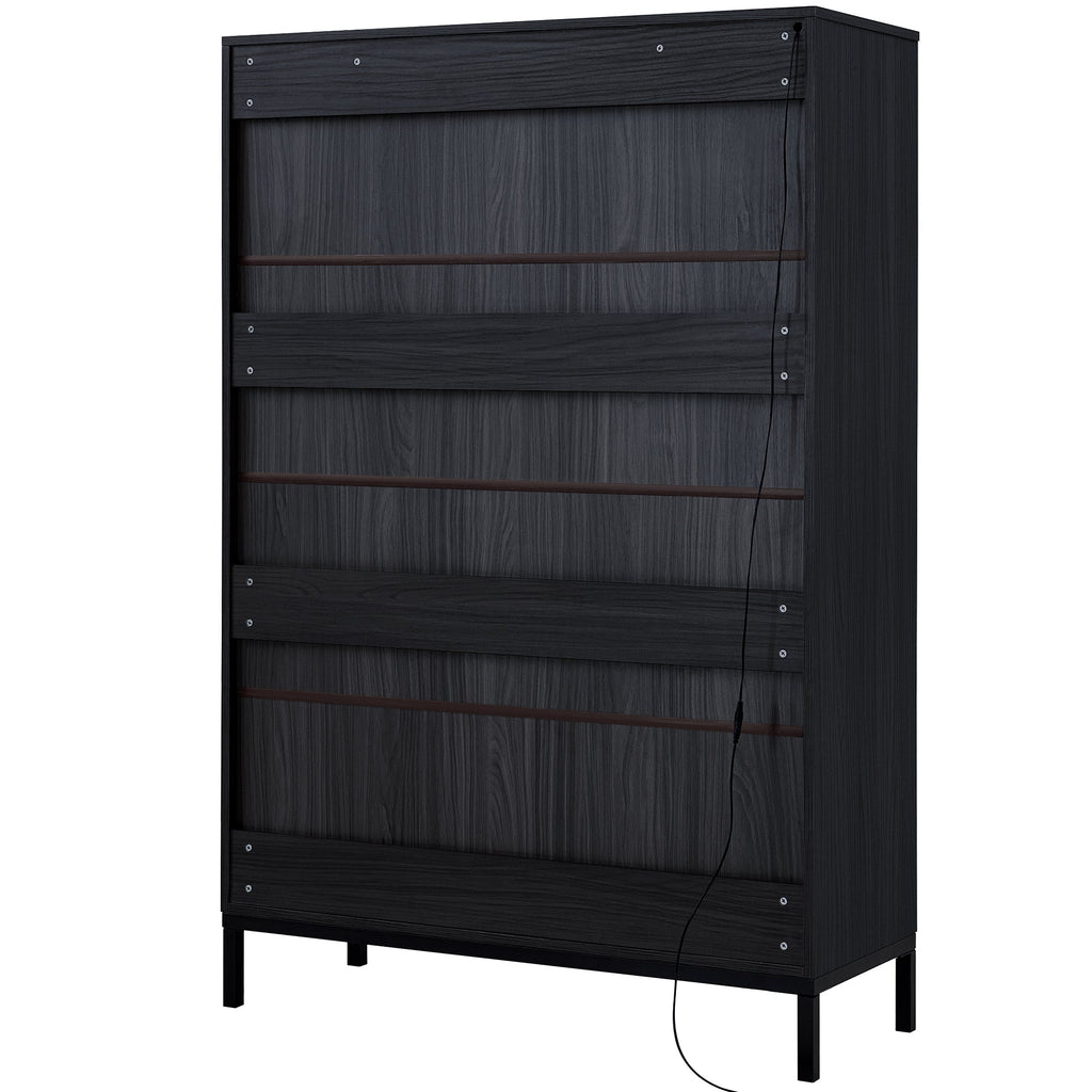 Wide Farmhouse Storage Cabinet with 4-Tier Adjustable Glass Shelves