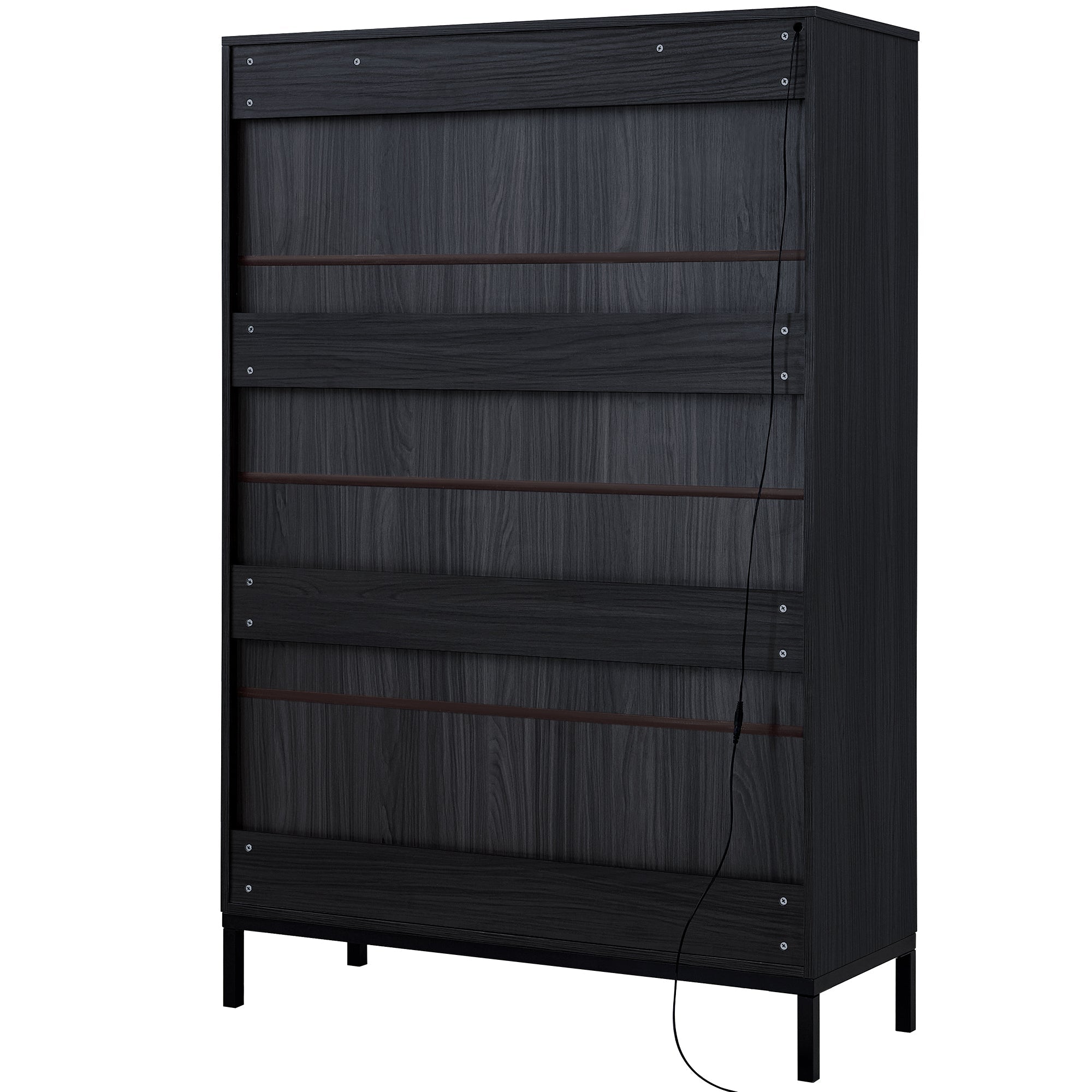 Wide Farmhouse Storage Cabinet with 4-Tier Adjustable Glass Shelves