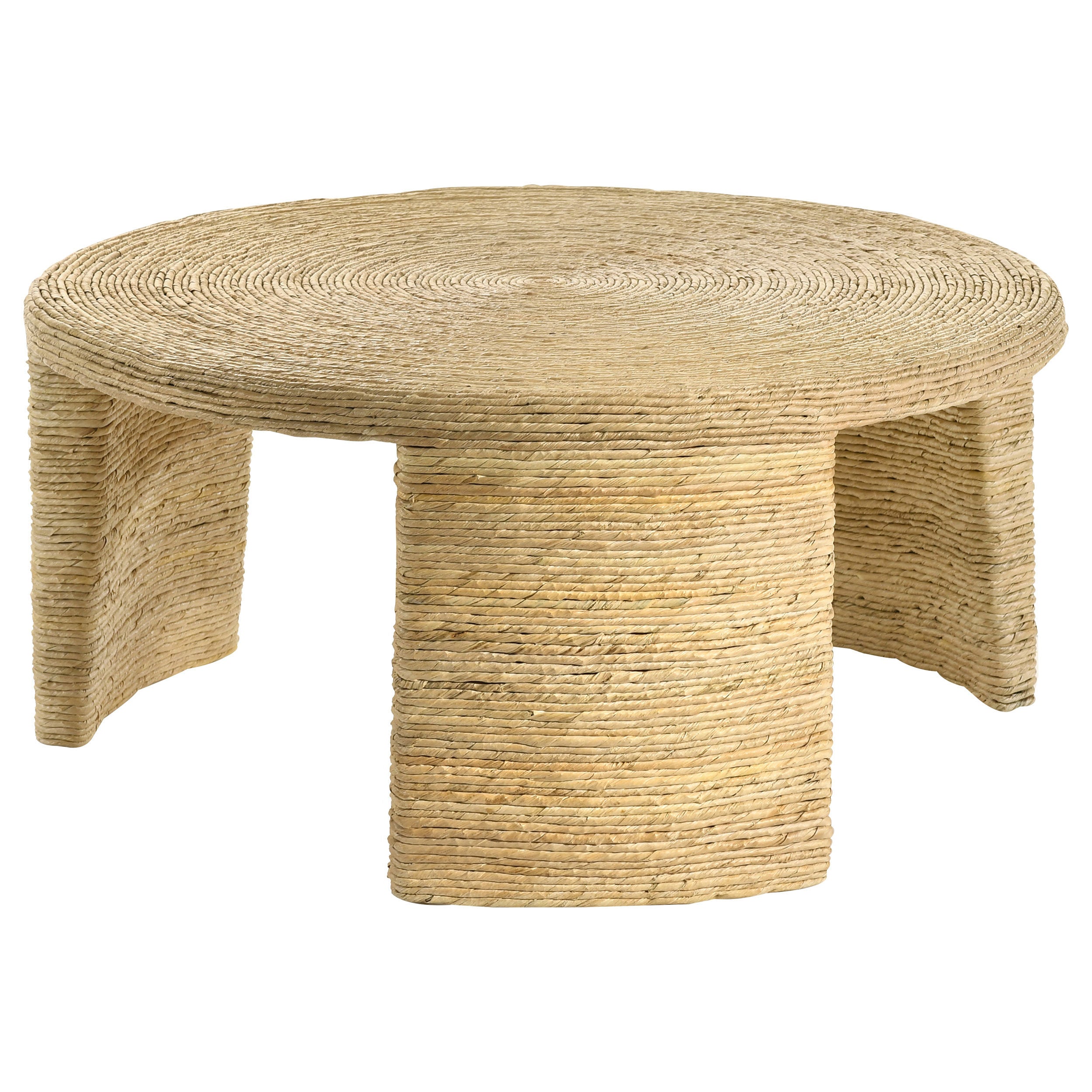 Mize Natural Woven Rattan Round Coffee Table