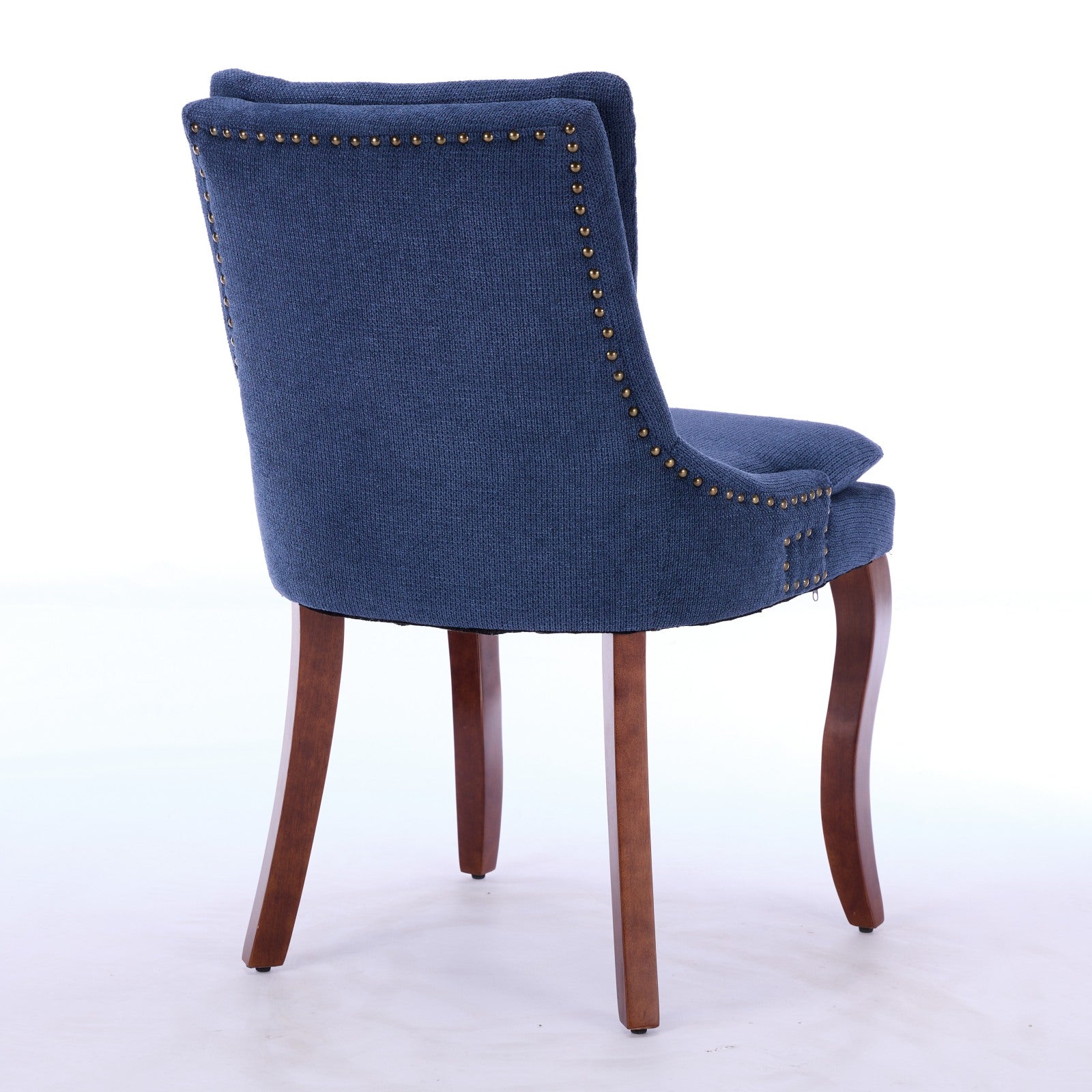 ChenilleUpholstered Dining Chairs with Curved Solid Wood Legs, Set of 2