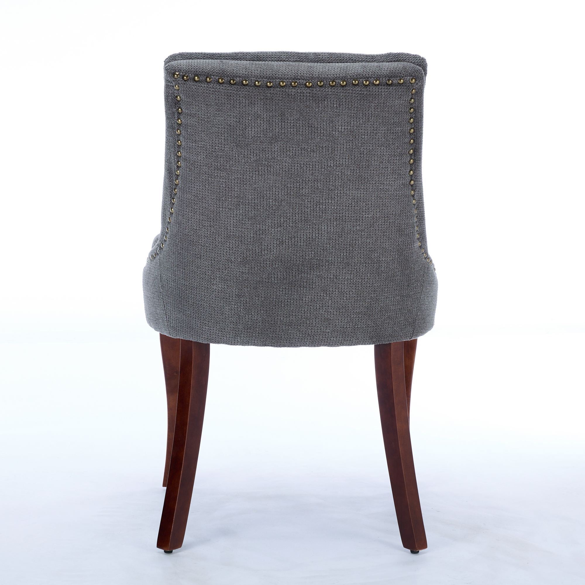 ChenilleUpholstered Dining Chairs with Curved Solid Wood Legs, Set of 2