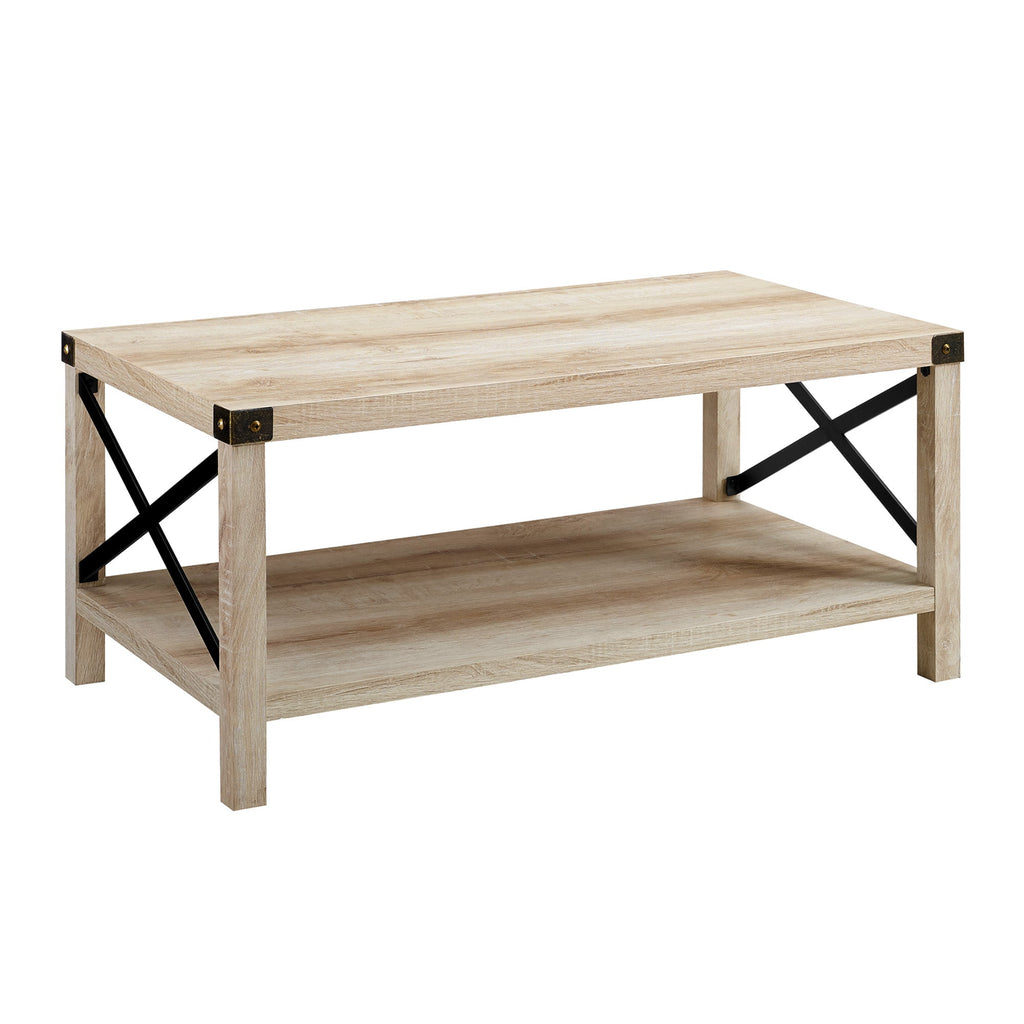 Farmhouse Metal-X Coffee Table with Lower Shelf