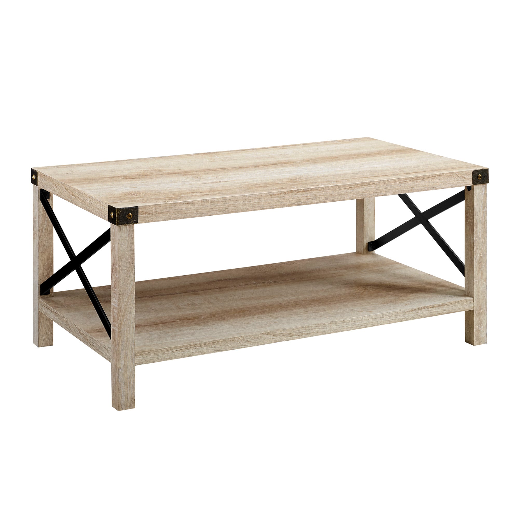Farmhouse Metal-X Coffee Table with Lower Shelf