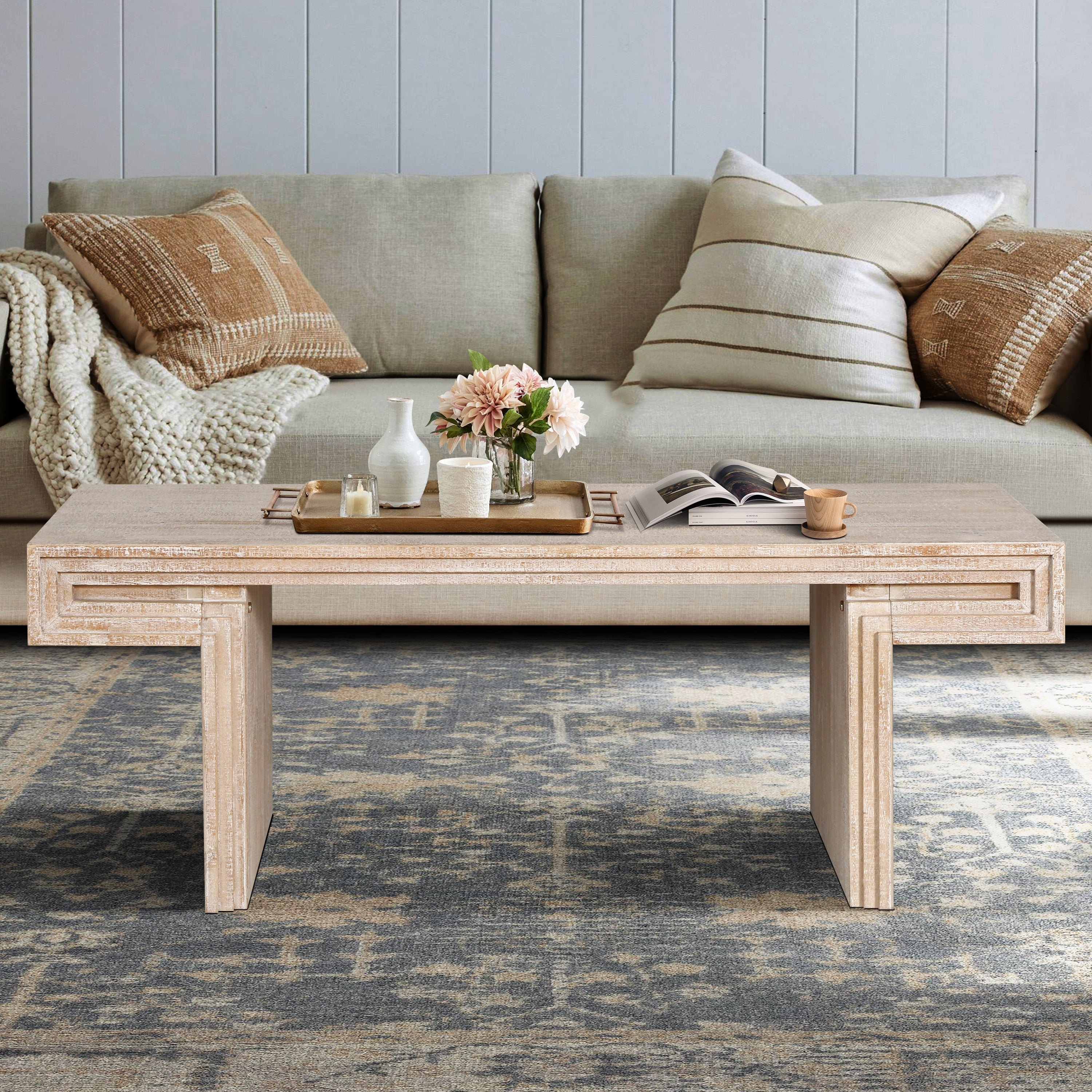 Modern Farmhouse Reclaimed Wood Texture Coffee Table