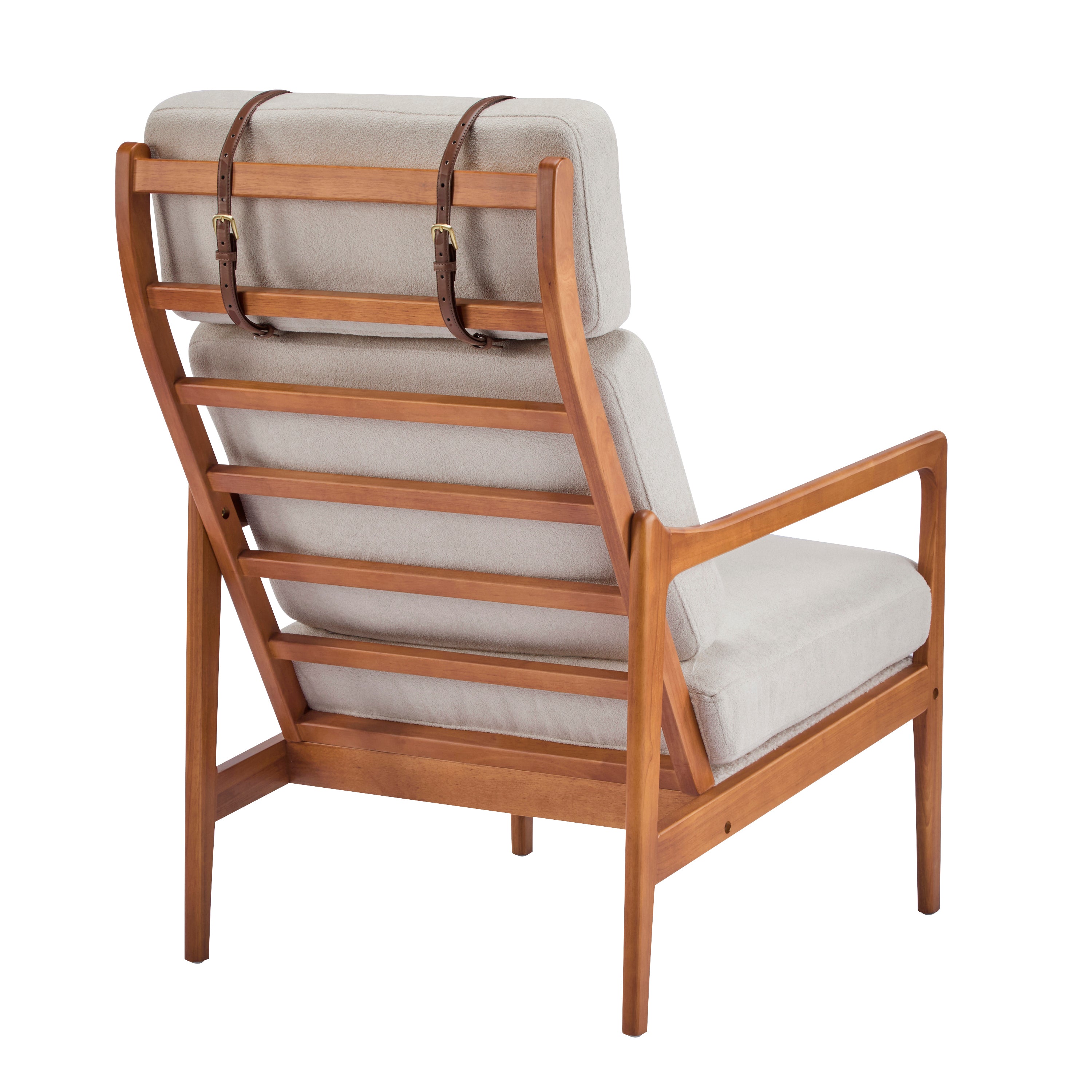 Birchmere Mid Century Modern Accent Armchair, Solid Wood Frame with High Back & Upholstered Cushions