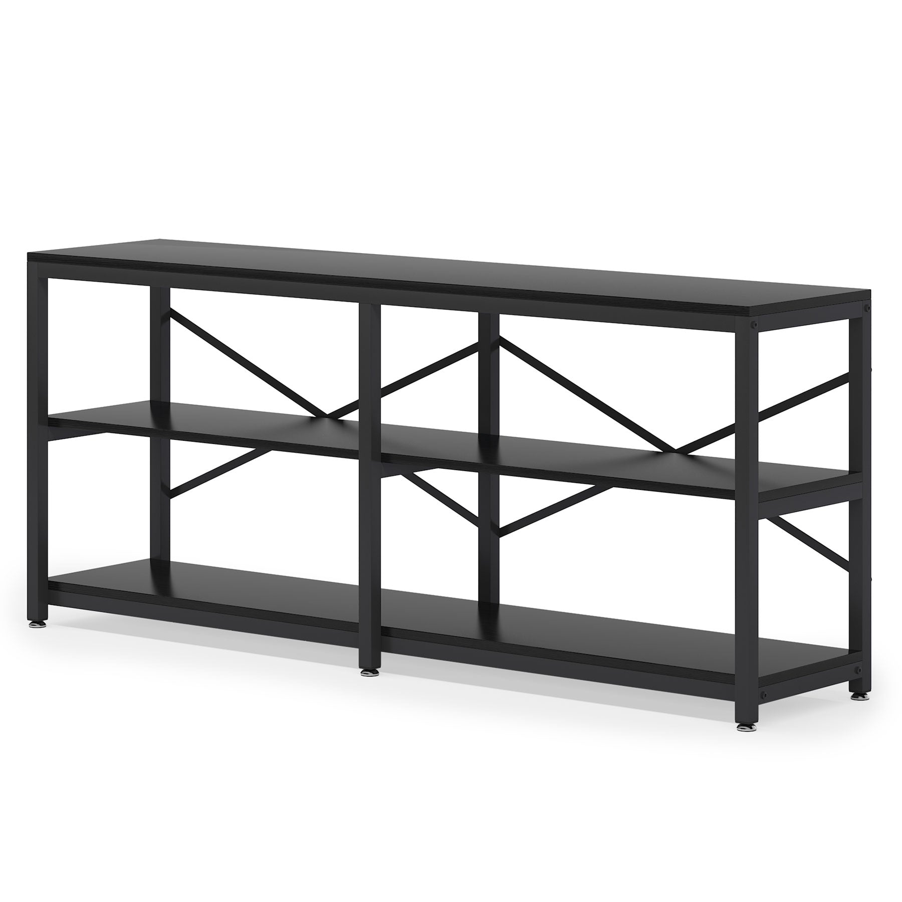 Runford Modern Entryway Table with Metal Frame & X-Back Design
