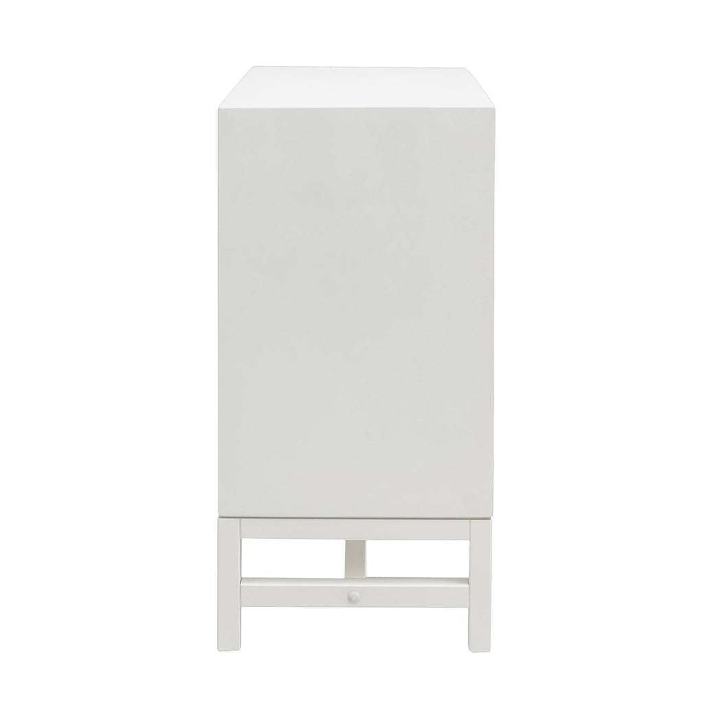 Raffia Paneled 2 Door Storage Cabinet, White