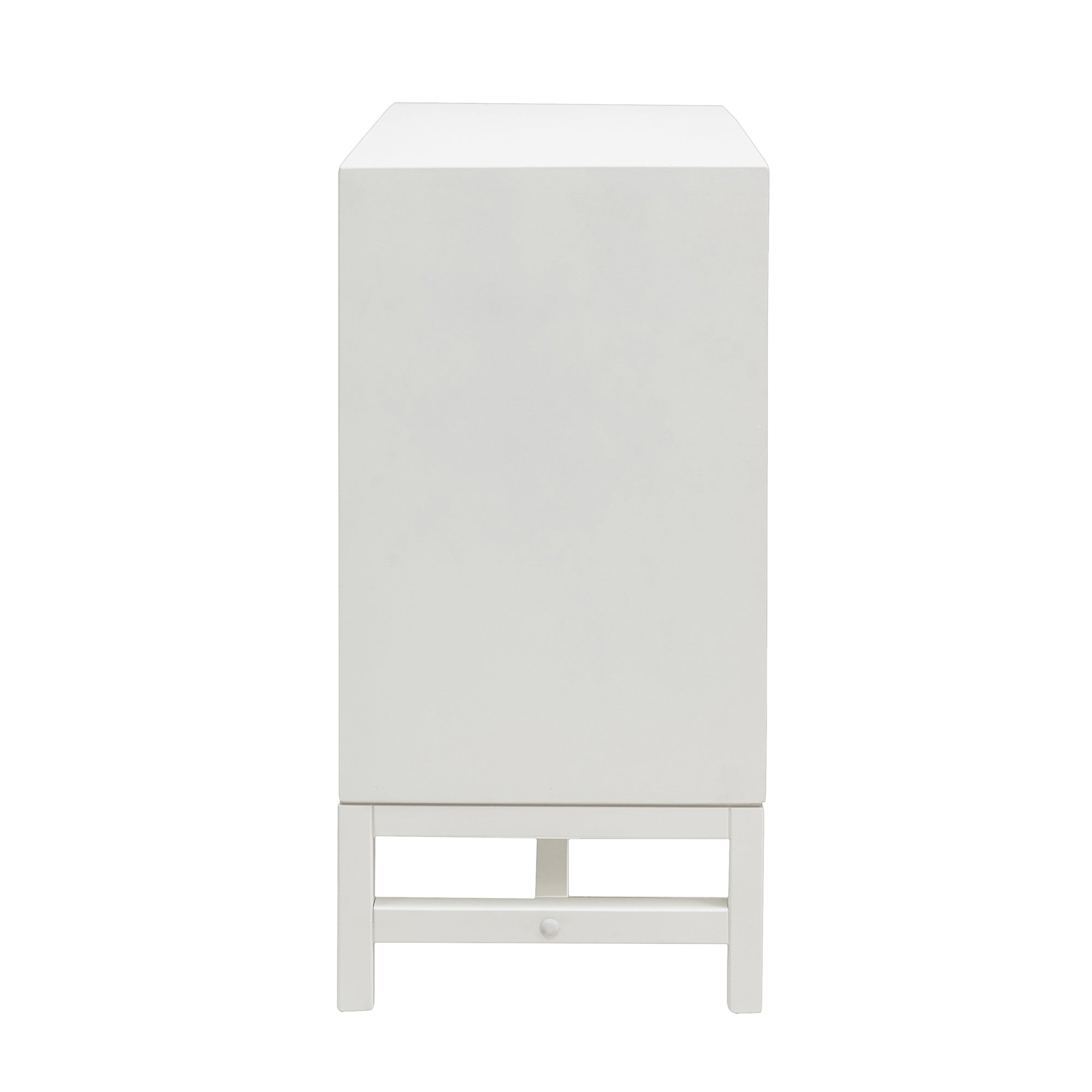 Raffia Paneled 2 Door Storage Cabinet, White