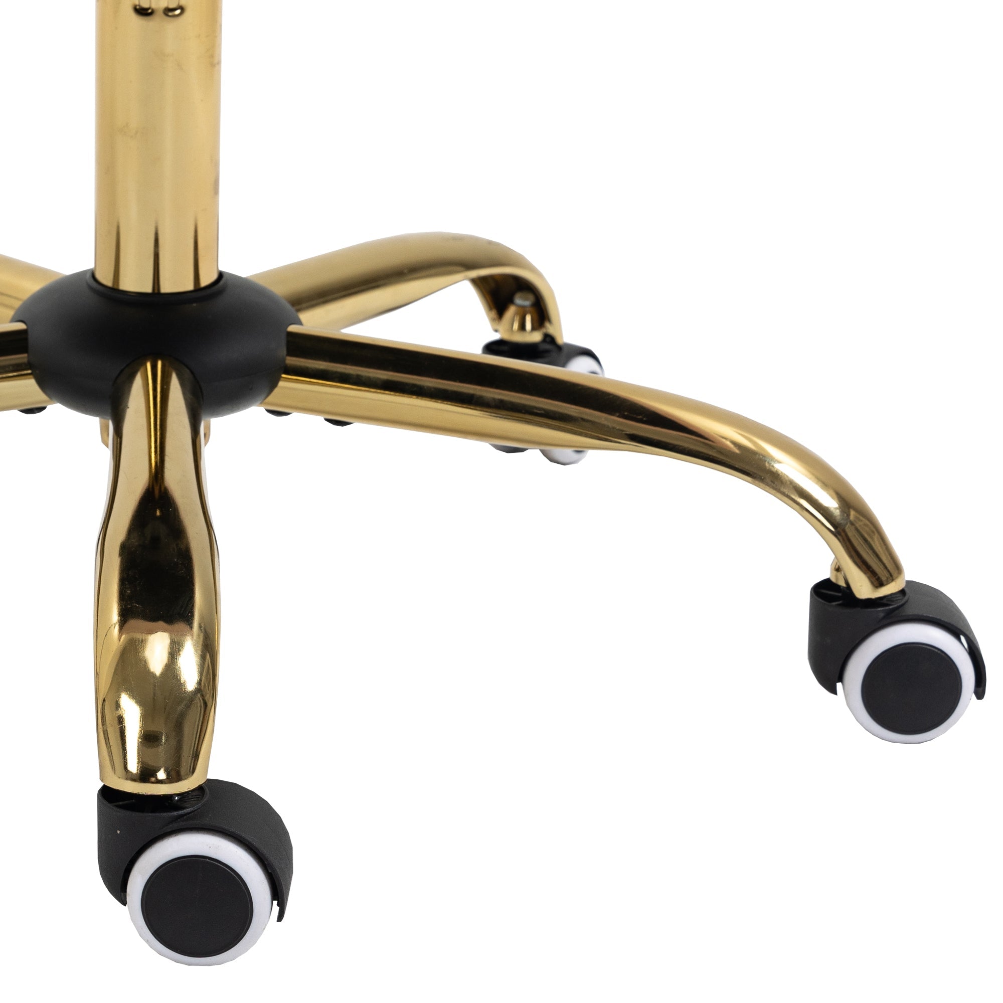 Velvet Home Office Chair with Wheels and Gold Metal Base