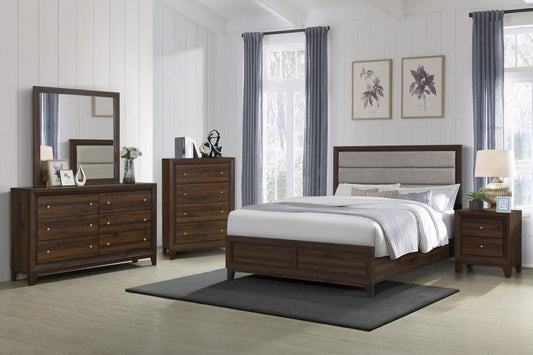Ensemble de chambre à coucher 3 pièces Welsley en noyer avec lit Queen Size 