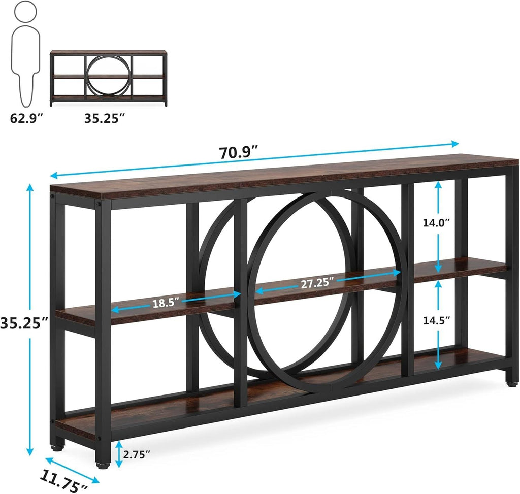 Claybourne  3-Tier Sofa Table with Circular Frame