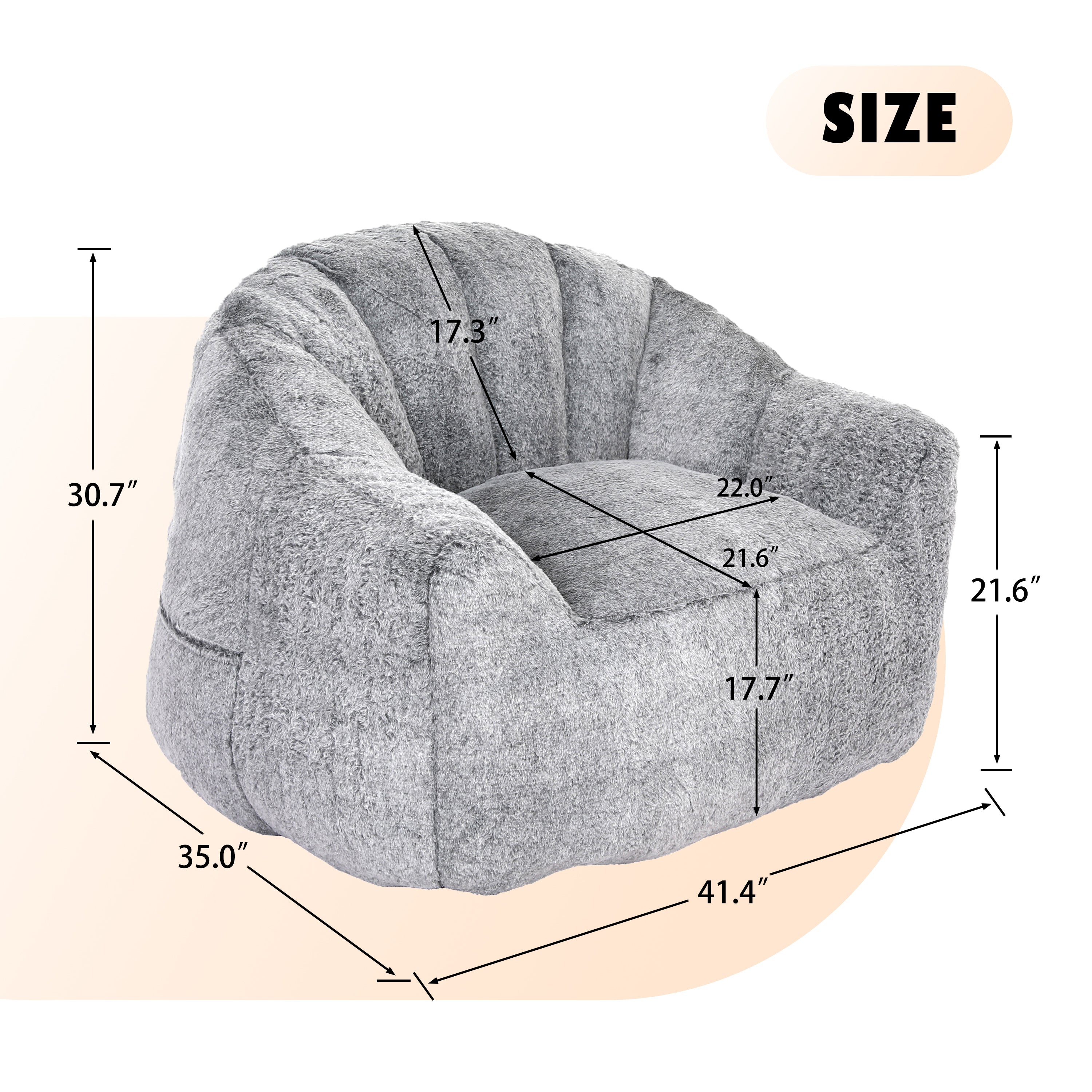 Beanbag Sofa Chair with Armrests Stuffed with High-Density Foam