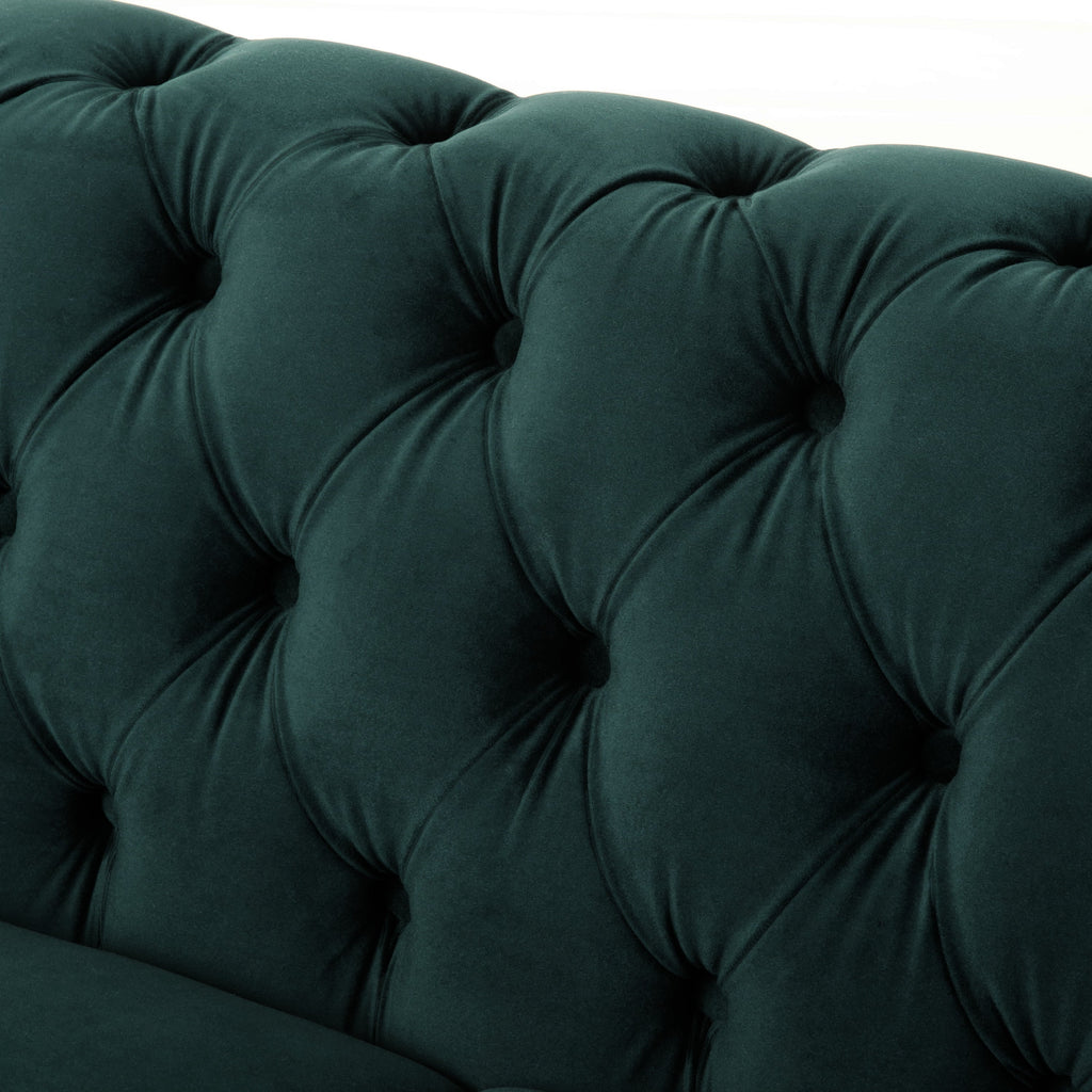 Velvet Rolled Arm Chesterfield Loveseat