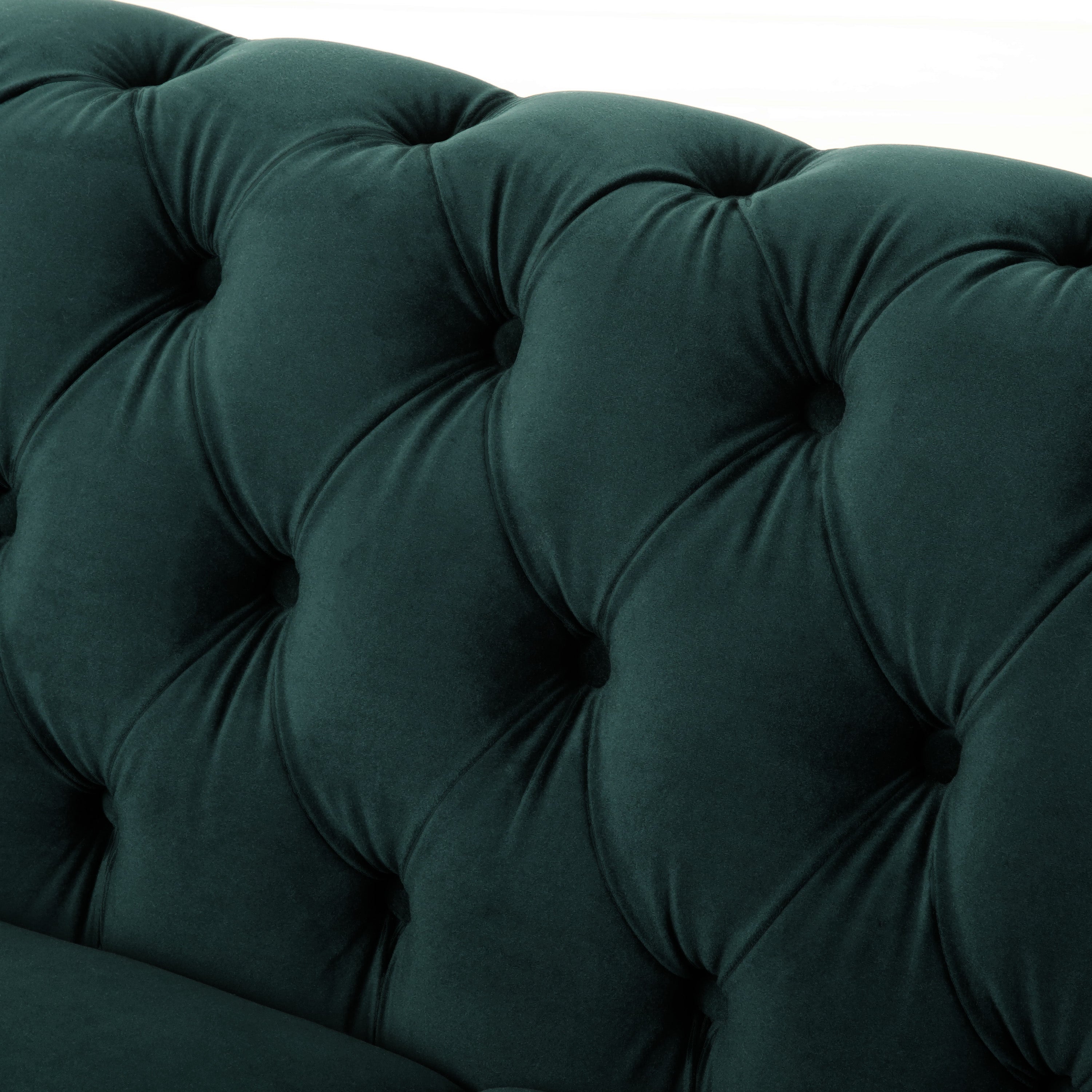 Velvet Rolled Arm Chesterfield Loveseat