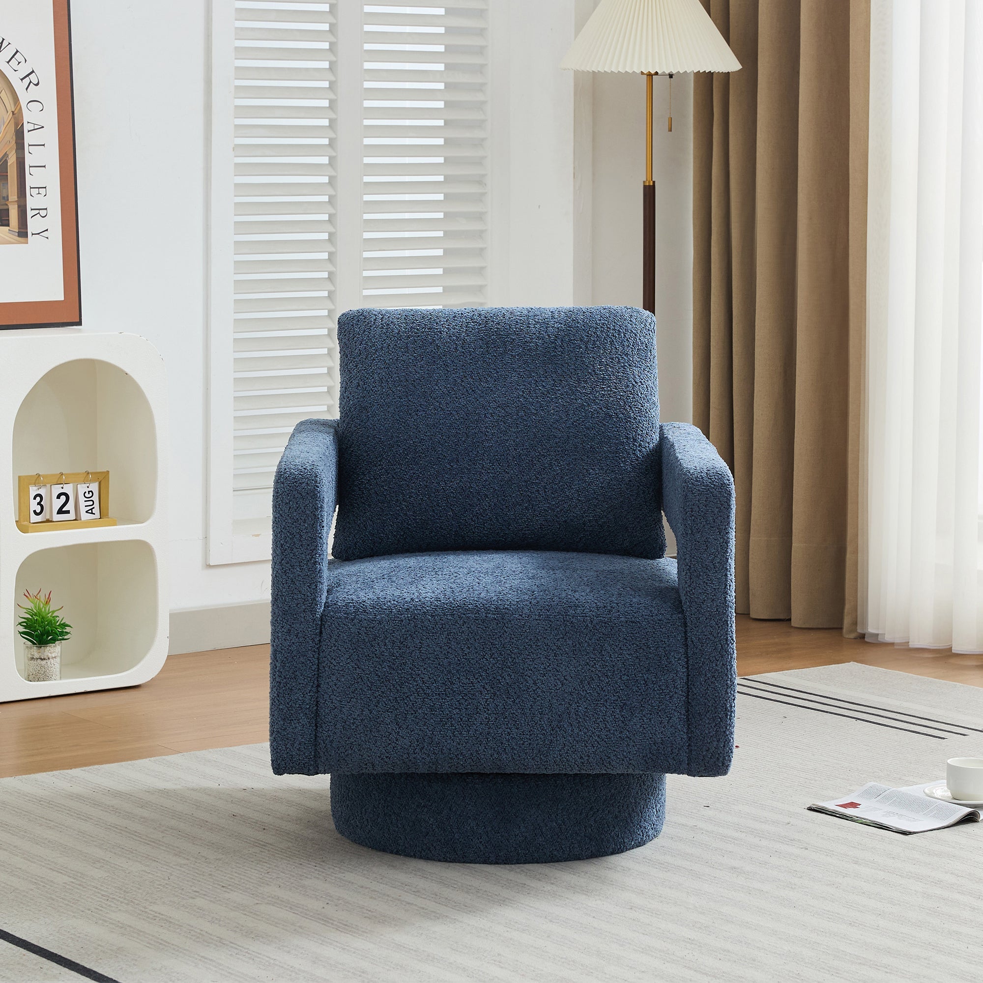 Stonewell Square Swivel Accent Chair with Open Back