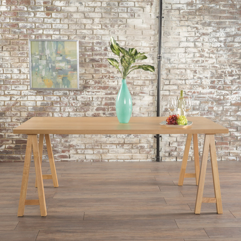 Solid Wood Sawhorse Dining Table