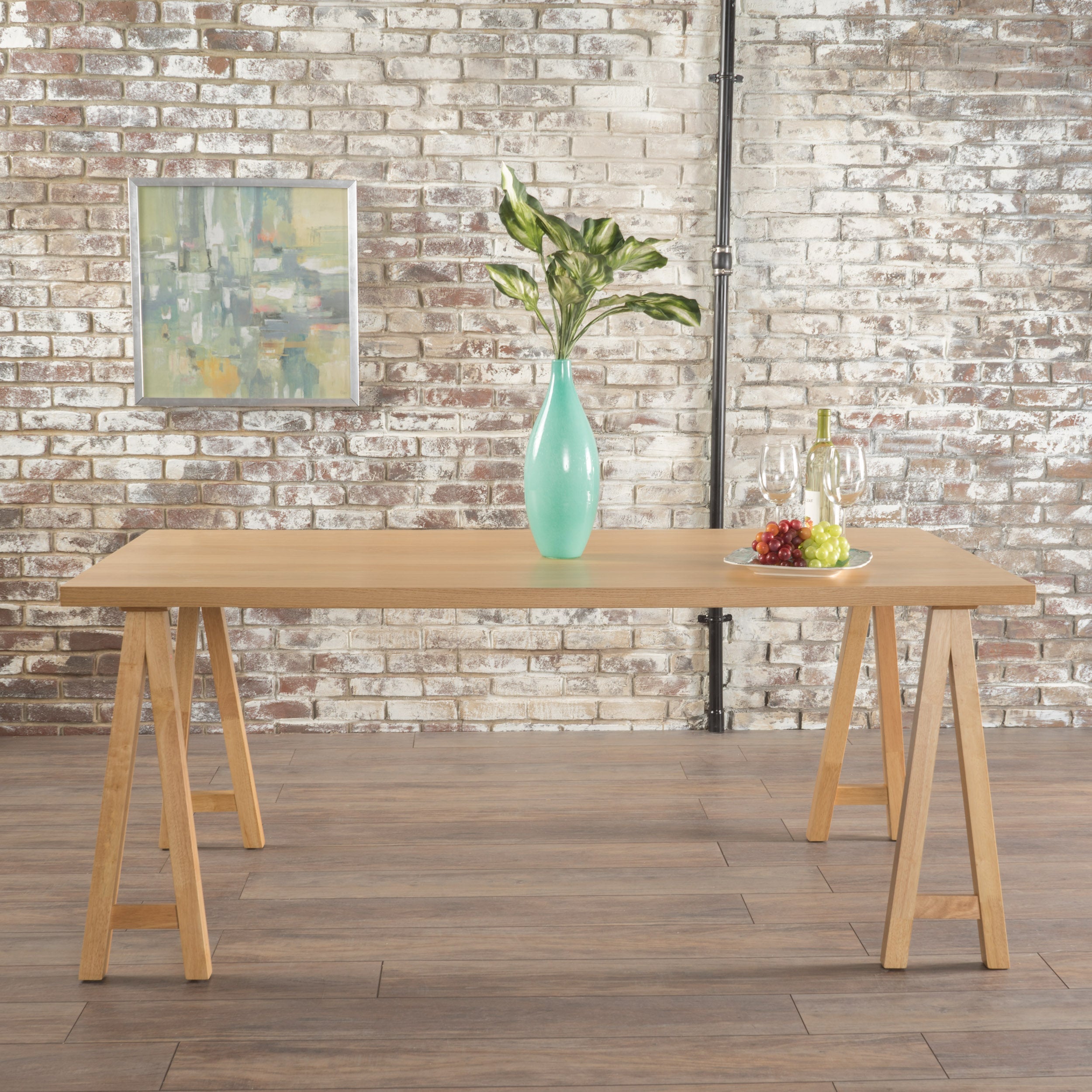 Solid Wood Sawhorse Dining Table