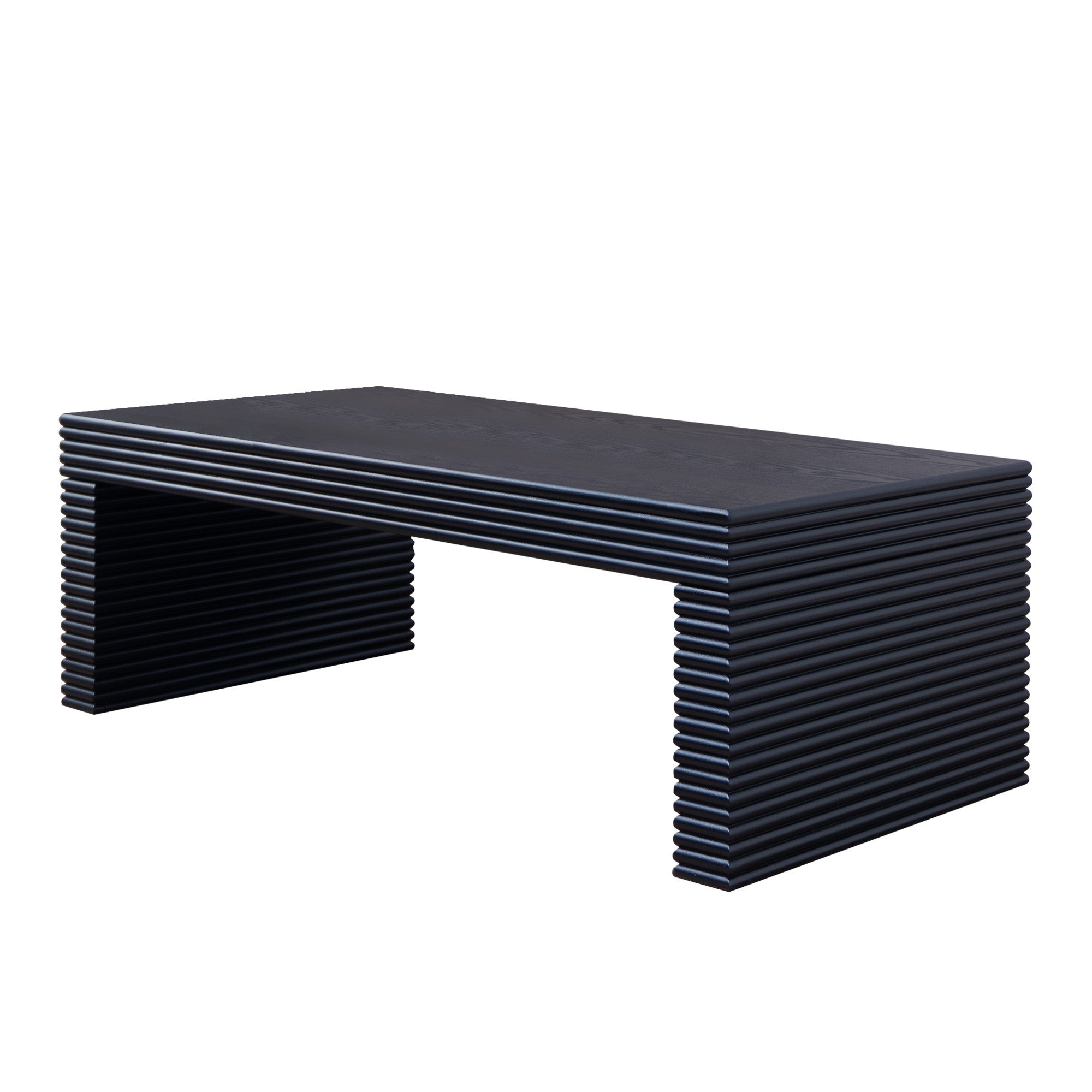 Modern Black Ribbed Coffee Table