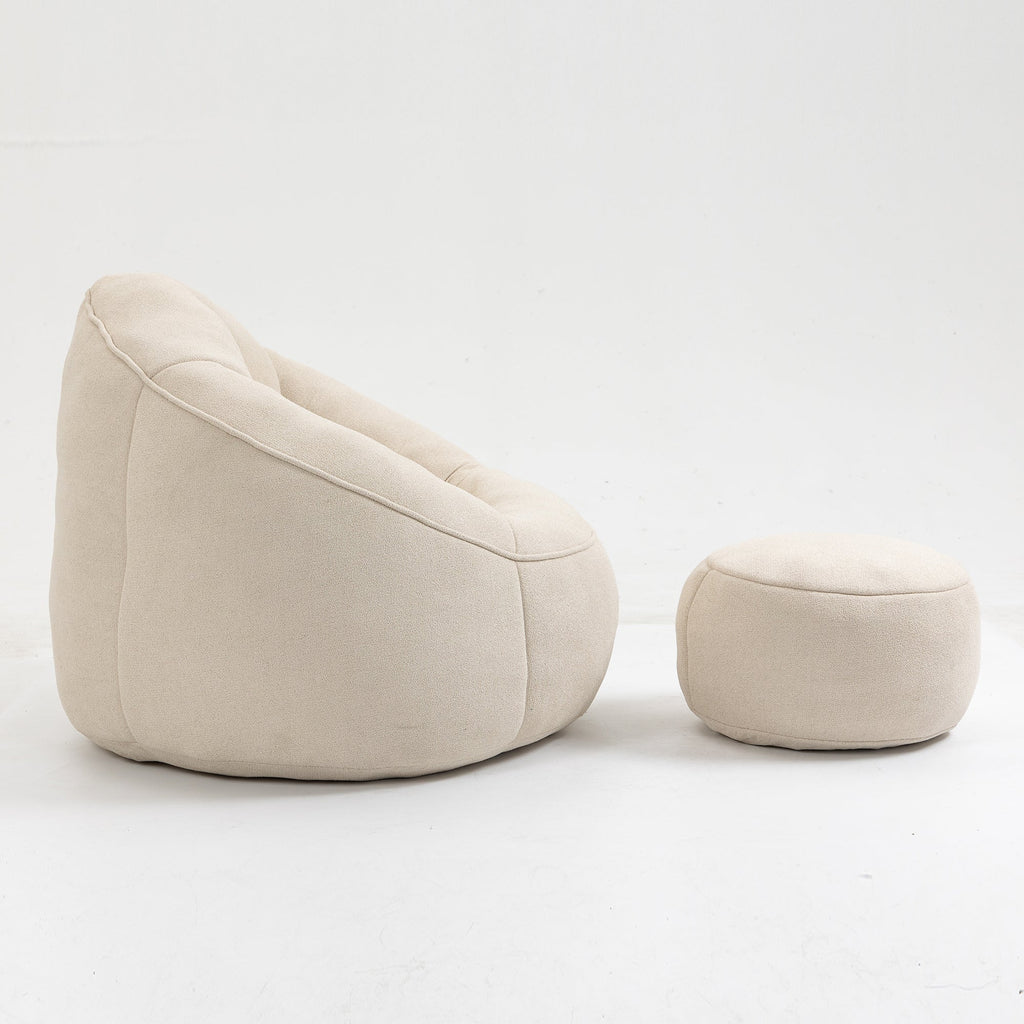 Bean Bag Sofa Chair with High-Pressure Foam and Footrest