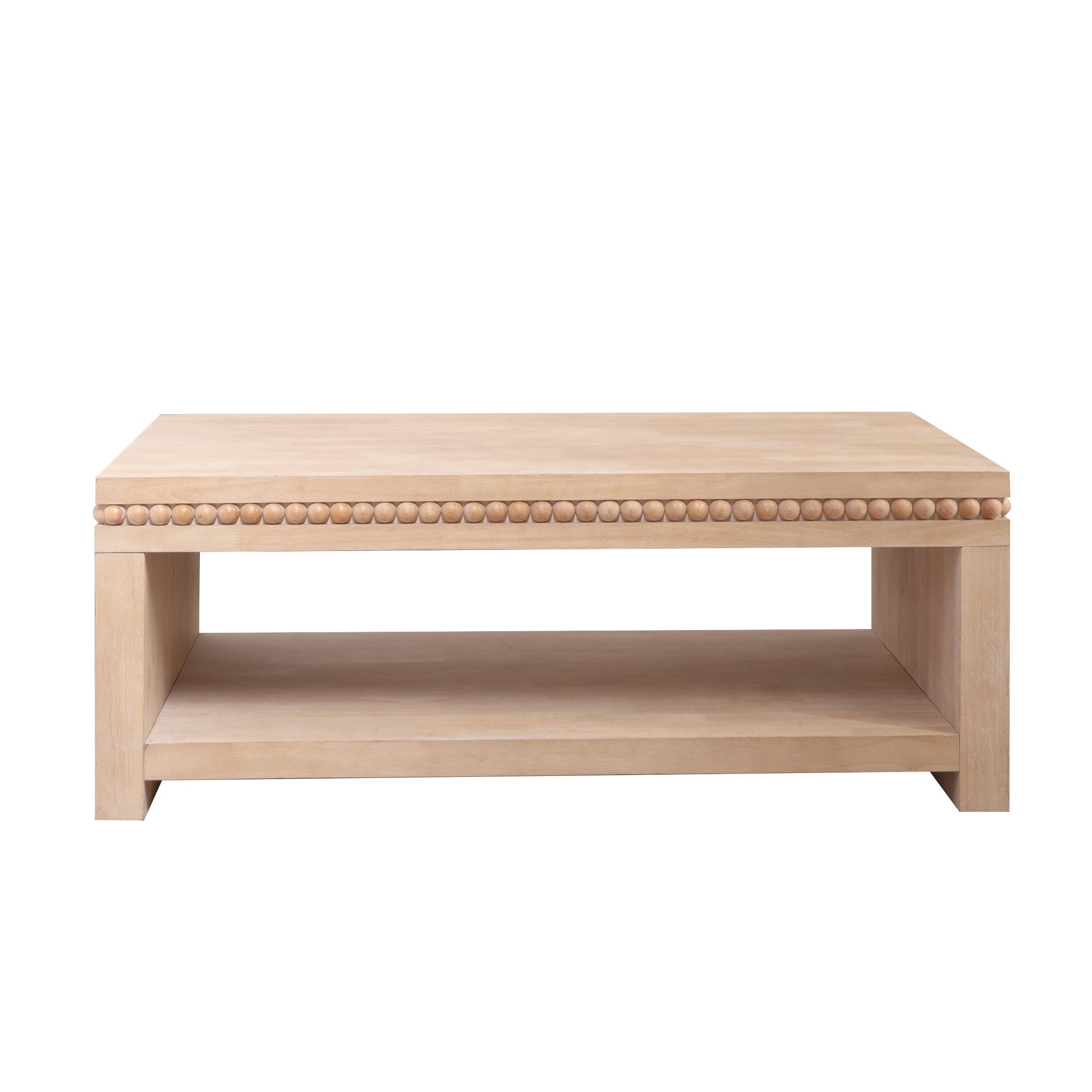 Modern Wood Coffee Table with Beaded Trim