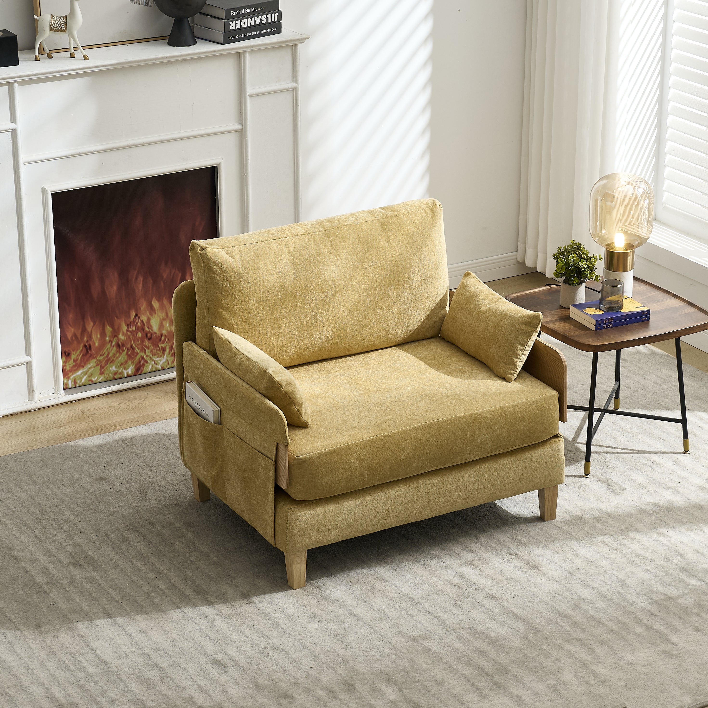Mid-Century Modern Chenille Foldable Sofa Bed Recliner