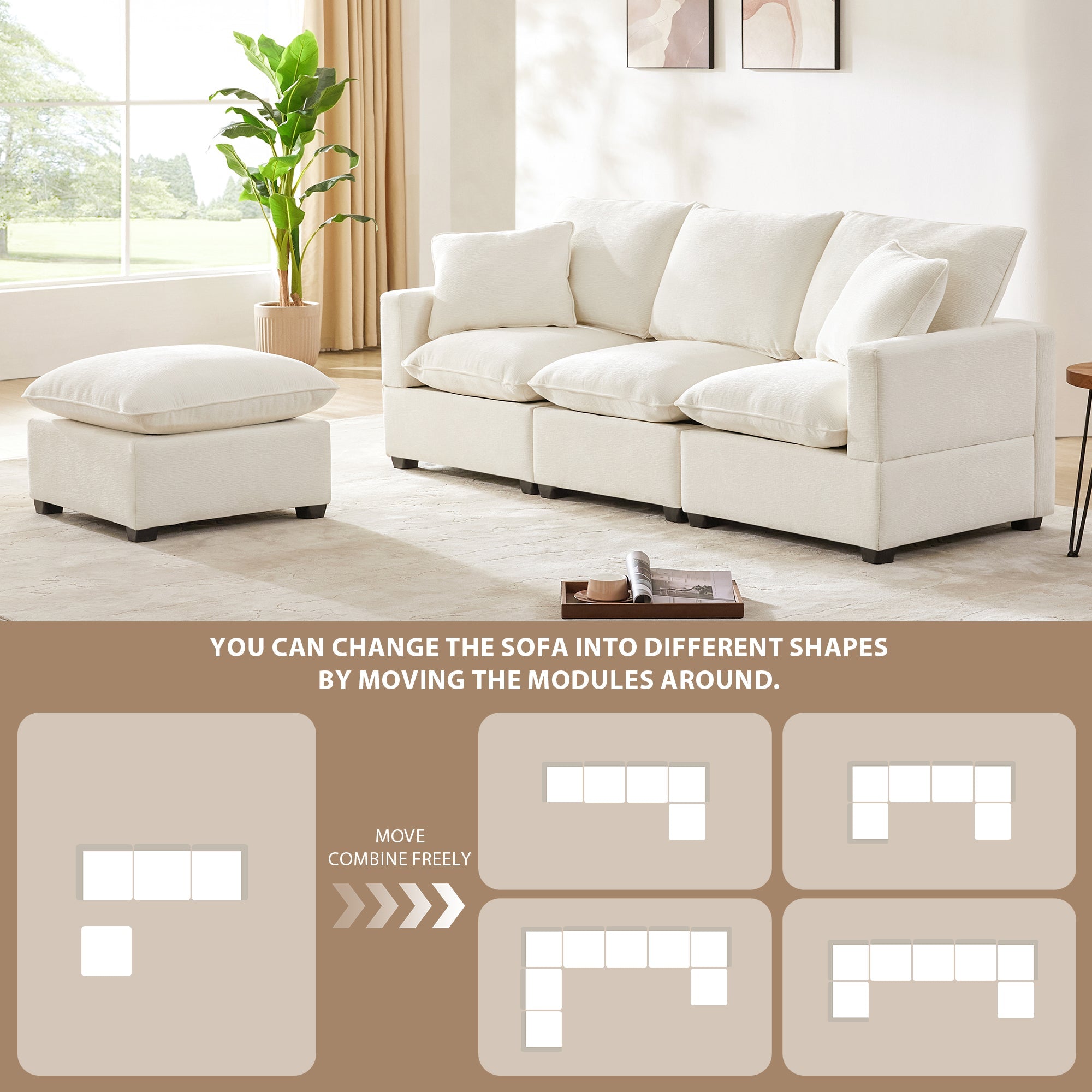 Chenille Modular L-Shape Sofa