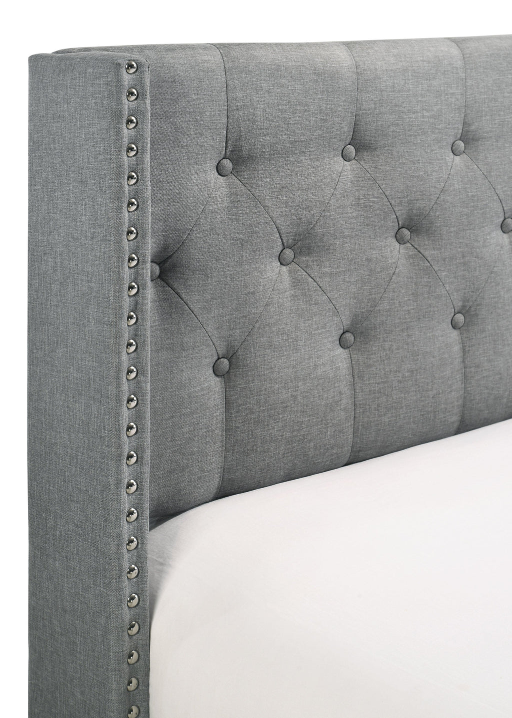 Button-Tufted Wingback Fabric Bed