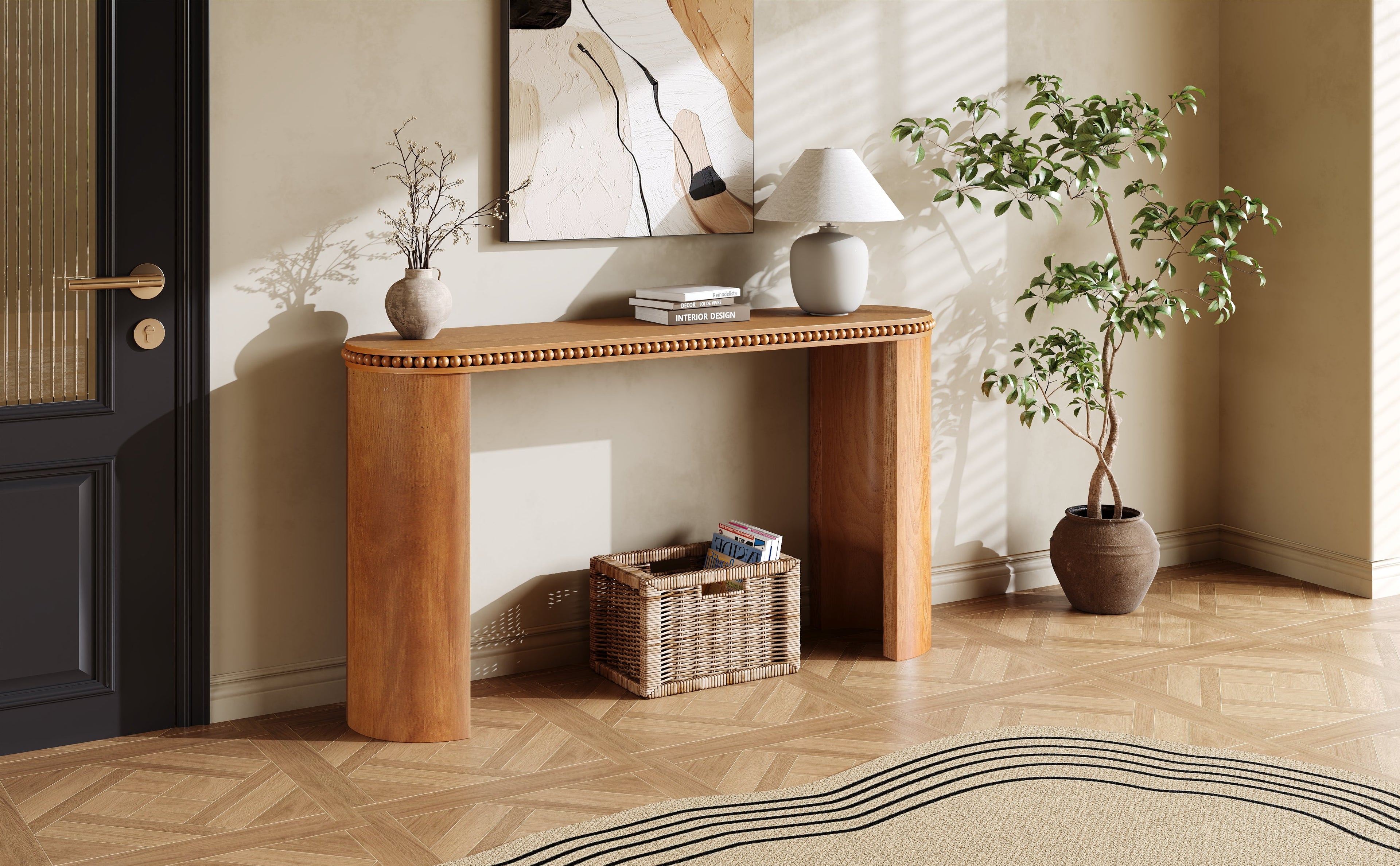 Beaded Trim Console Table