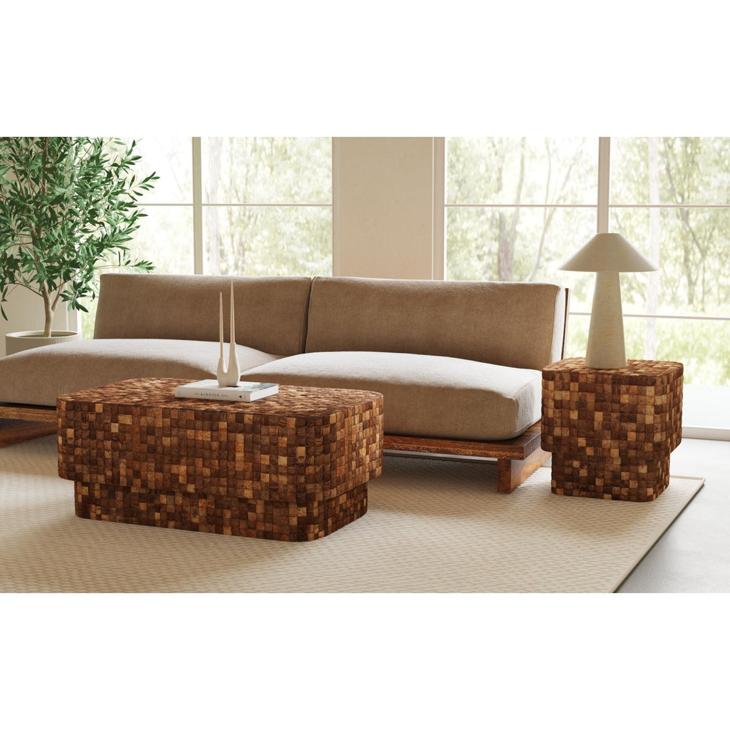 Samoa Square Coconut Shell Side Table
