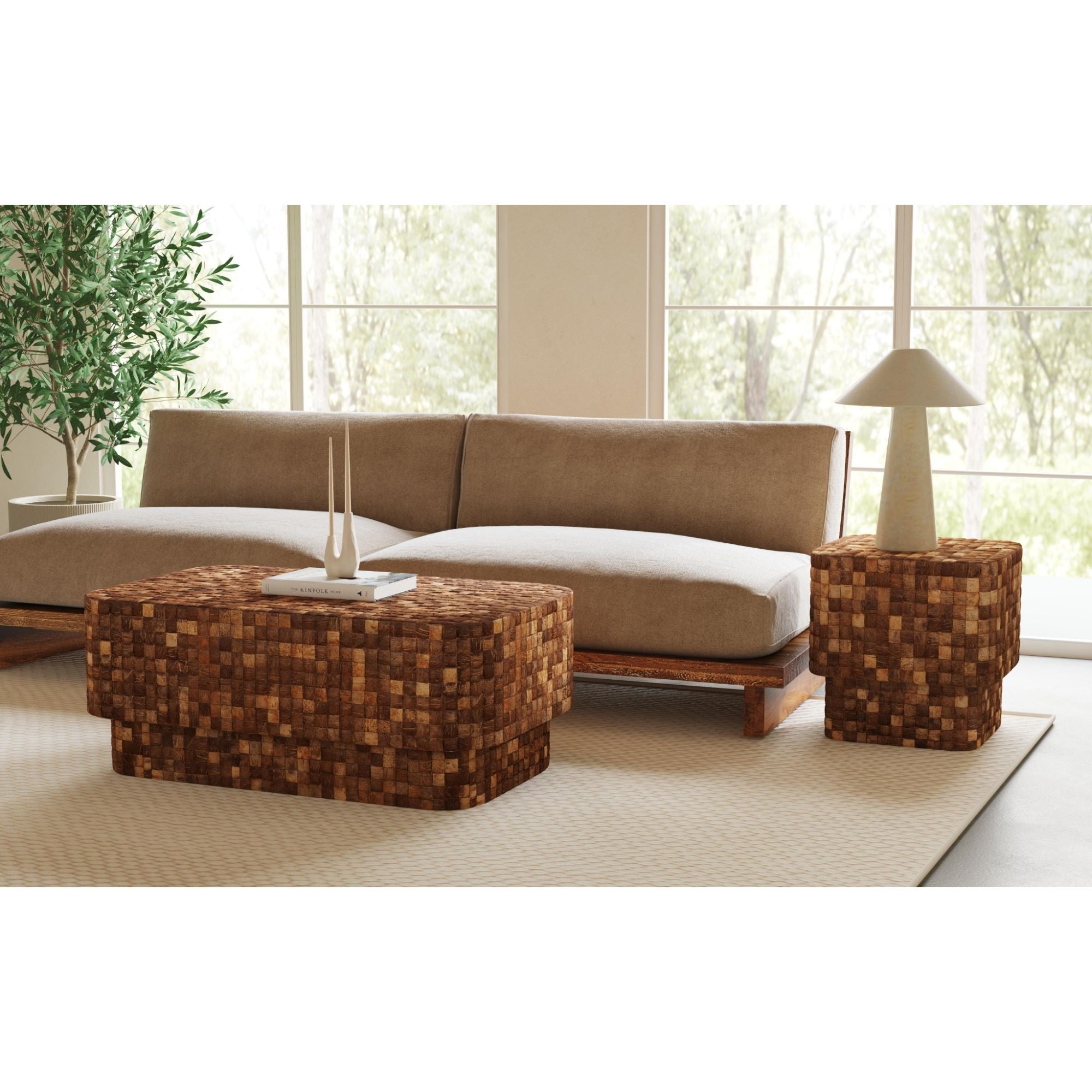 Samoa Square Coconut Shell Side Table