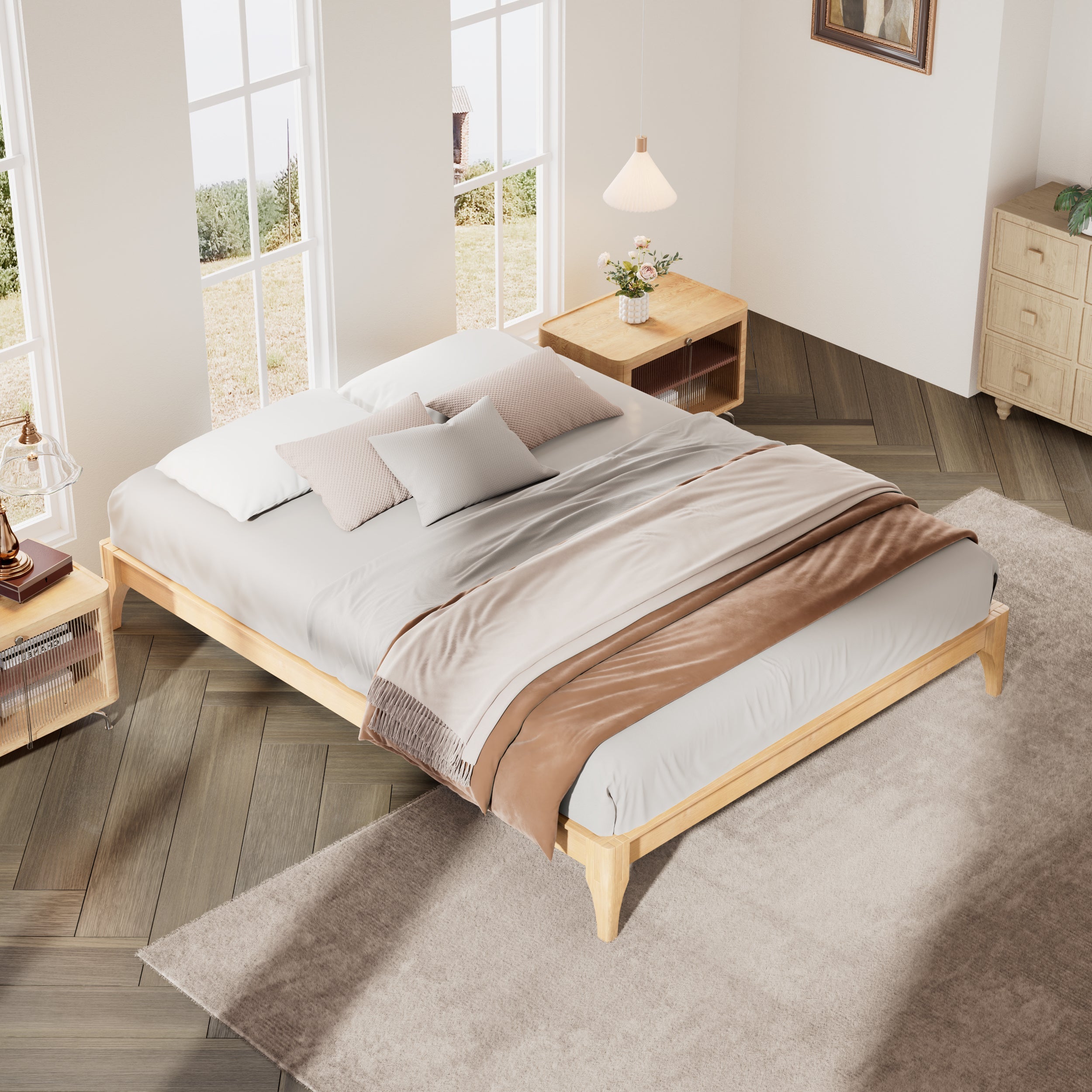 Bamboo Wood Platform Bed Frame