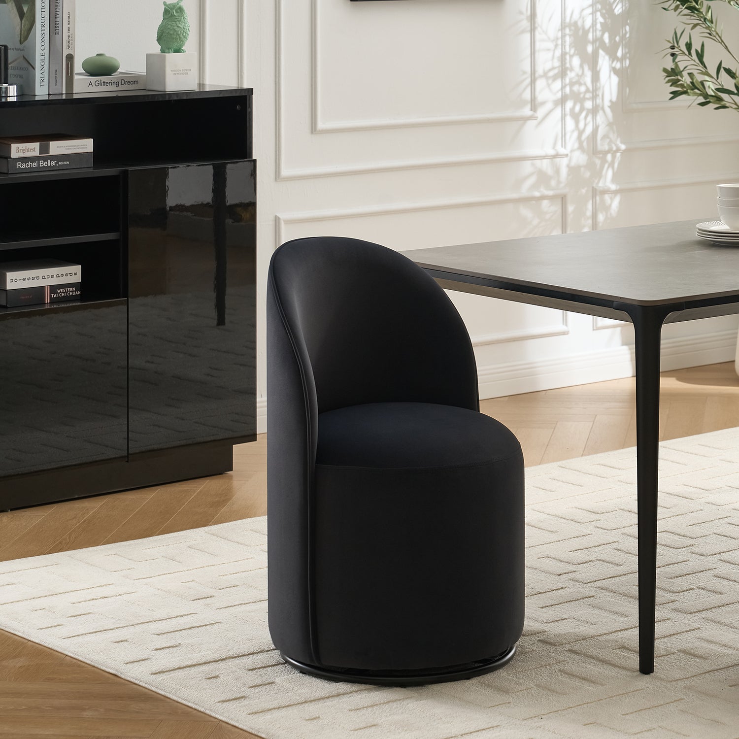 Ashcombe Mid Century Modern Round Velvet Dining Chair