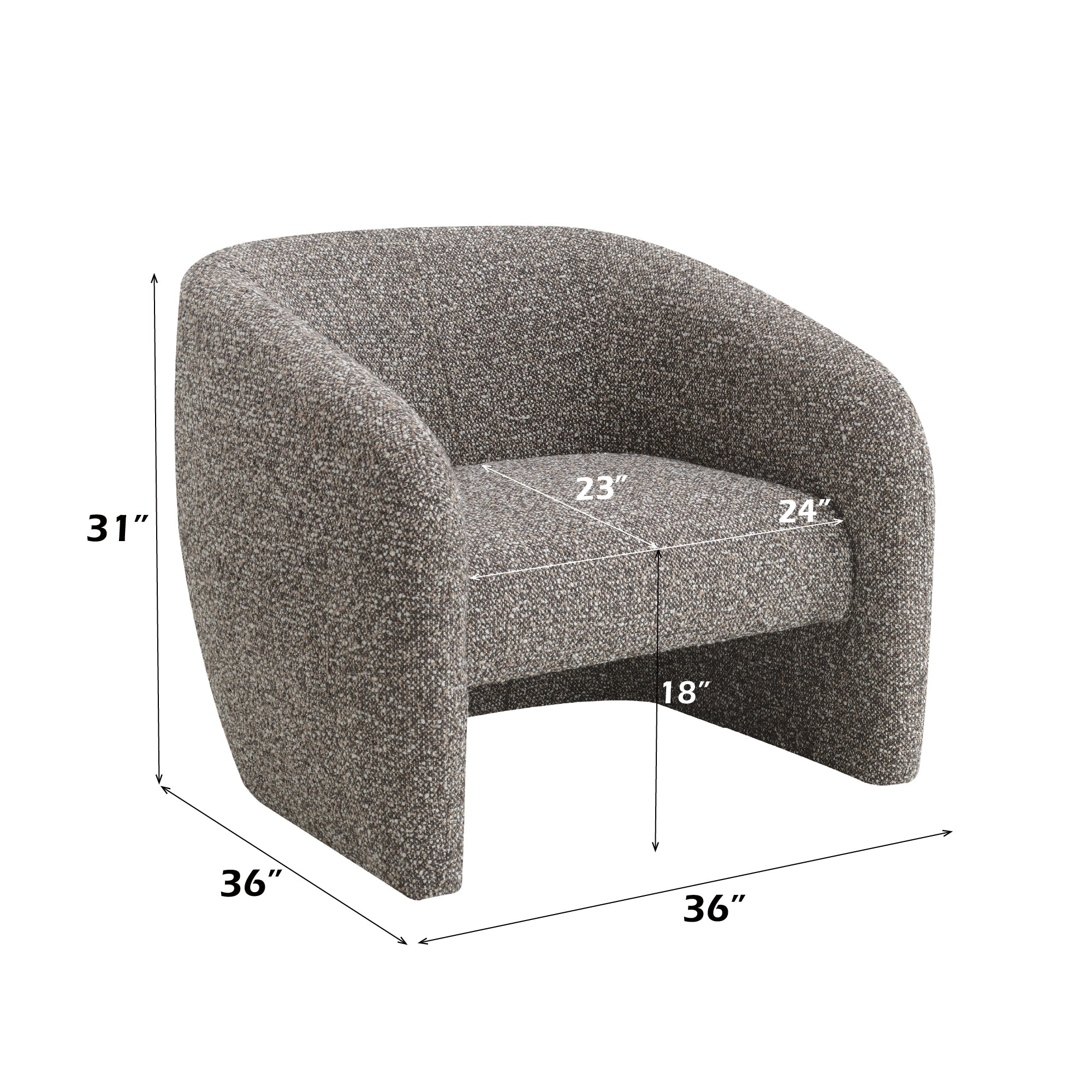 Livia Brown & Gray Tweed Accent Chair