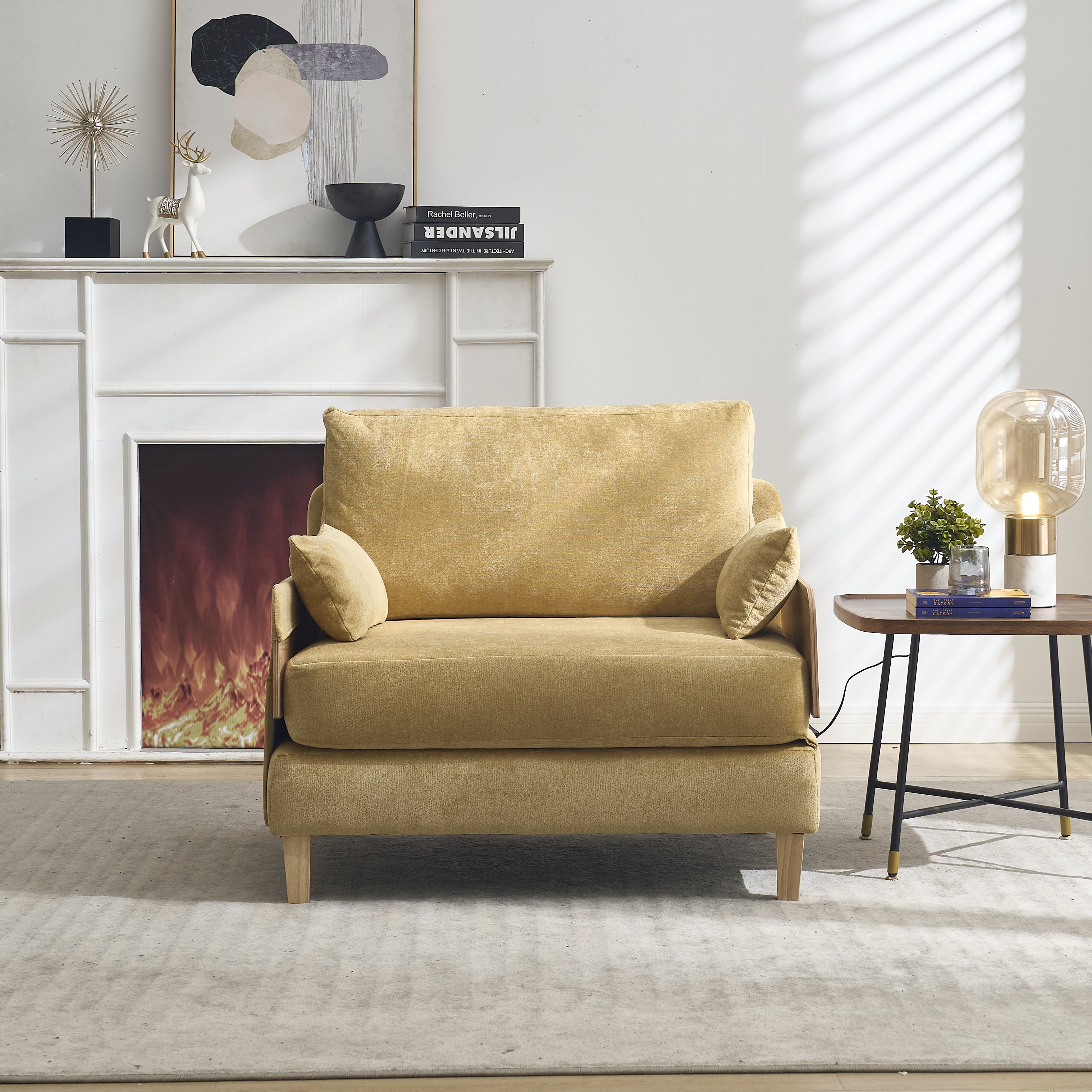 Mid-Century Modern Chenille Foldable Sofa Bed Recliner
