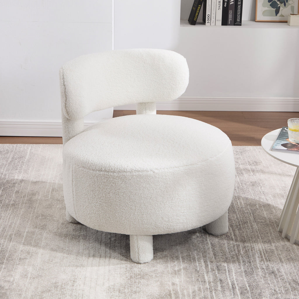 Armless Accent Chair with Curved Backrest and Solid Wooden Legs
