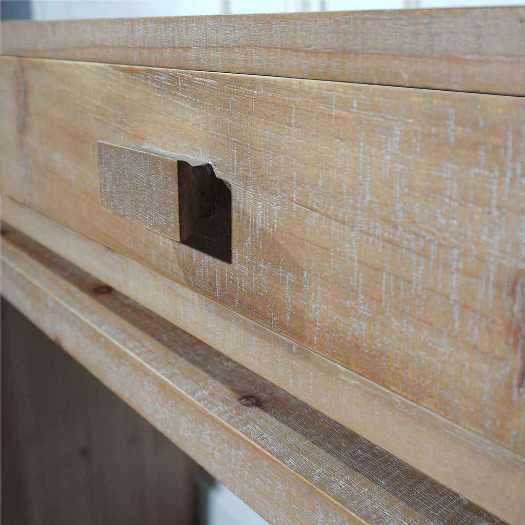 Rustic Natural & Light Brown Finish Wood Console Table with 3 Drawers