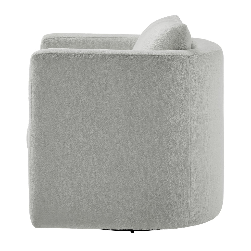 Sutton Light Grey Performance Fabric Swivel Barrel Chair