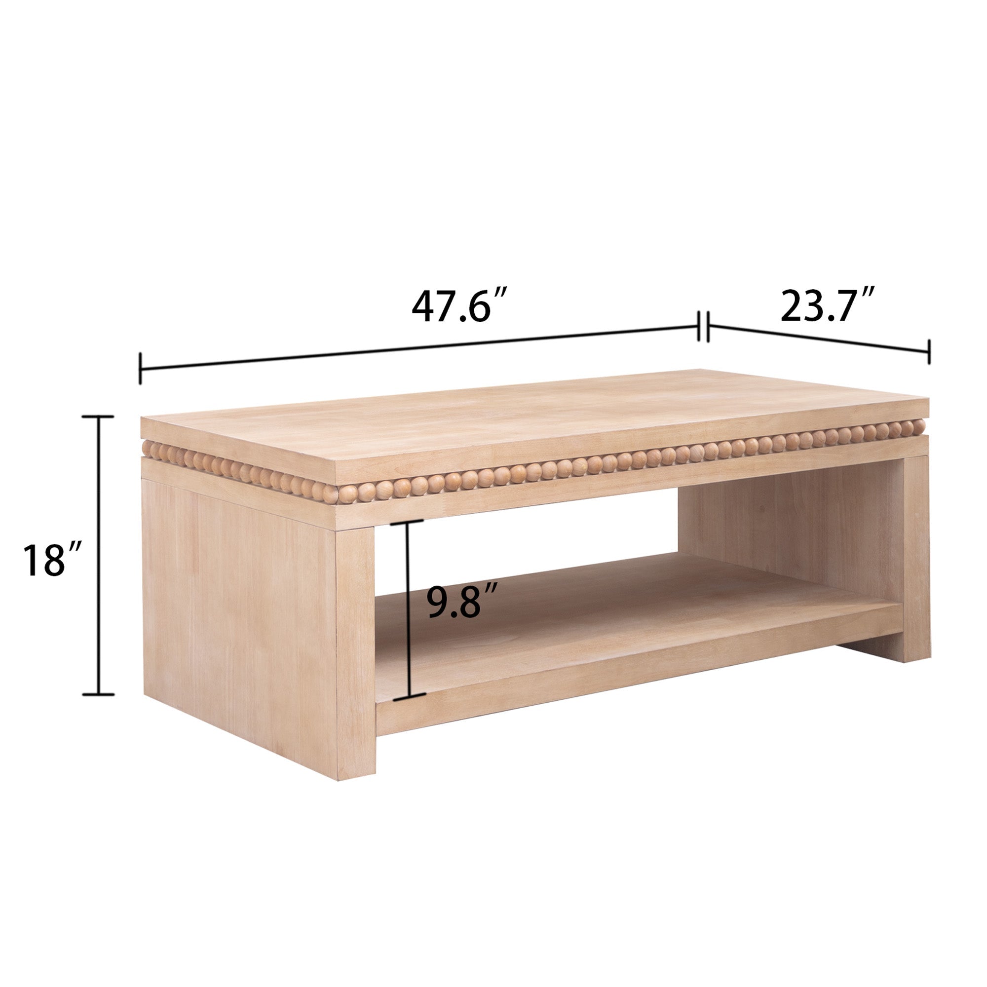 Modern Wood Coffee Table with Beaded Trim