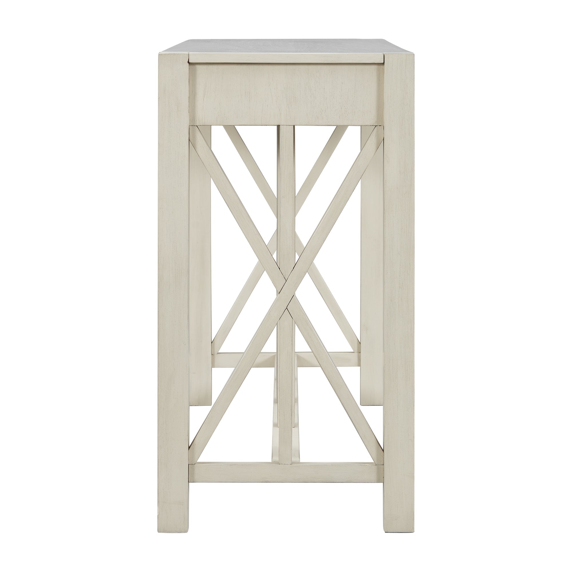 Modern Crisscross Design Entryway Table with Open Bottom Storage