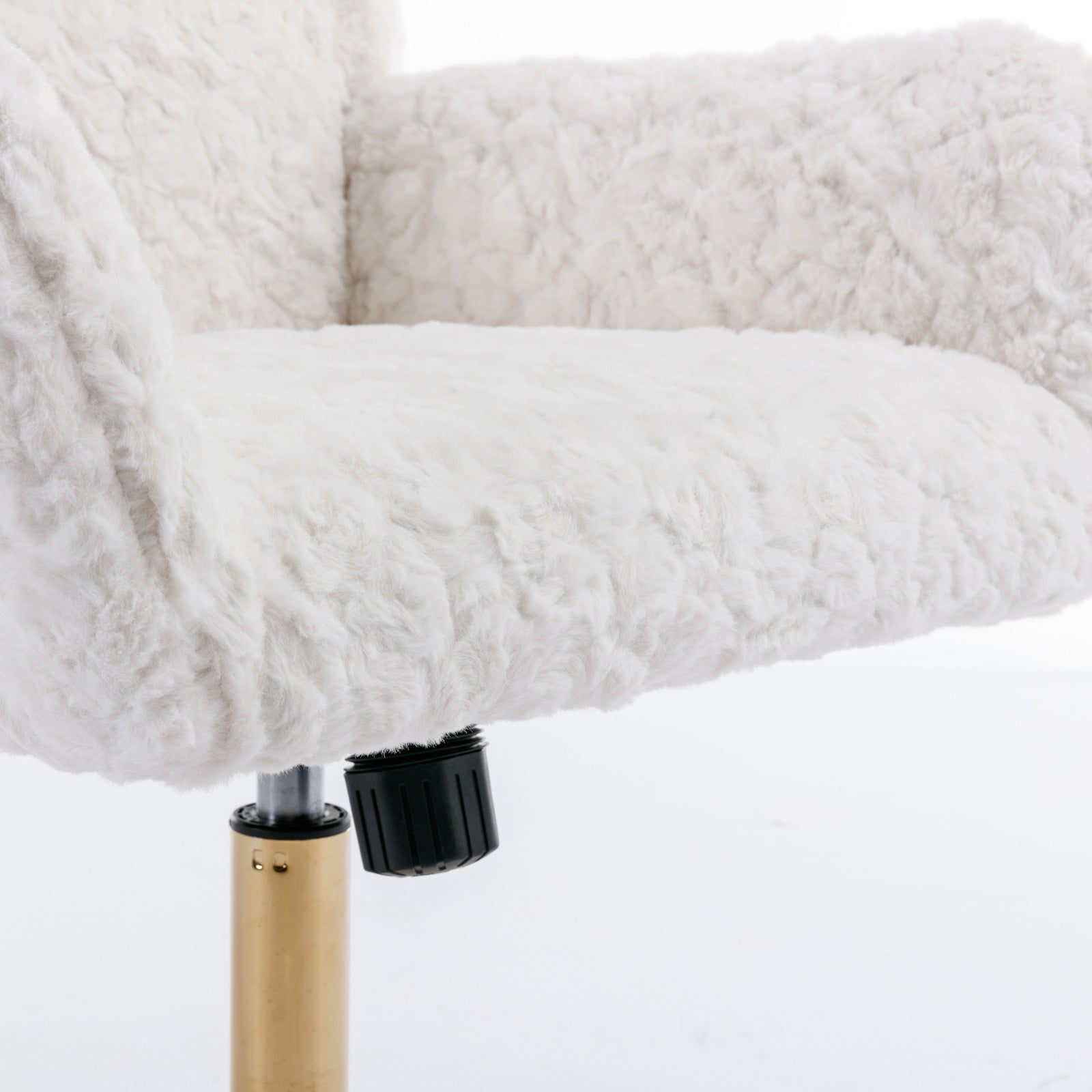 Faux Rabbit Hair Office Chair with Golden Metal Base, Adjustable Swivel